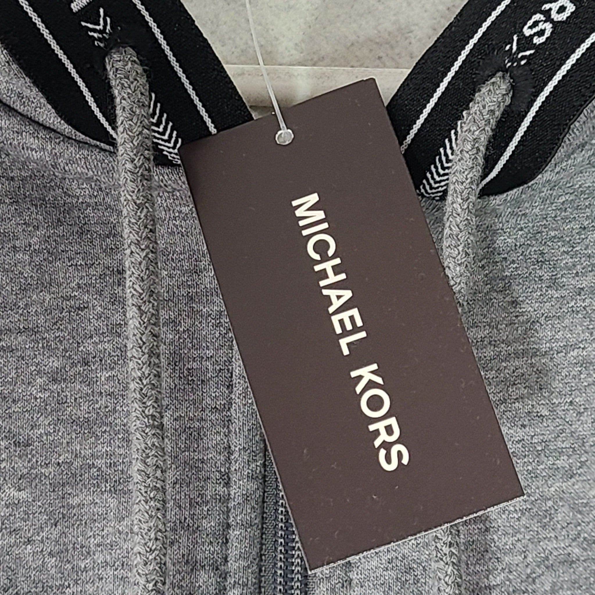 Michael Kors Men's Full Zip Hoodie Jacket Logo Tape Ash Melange Gray Sz XL NWT
