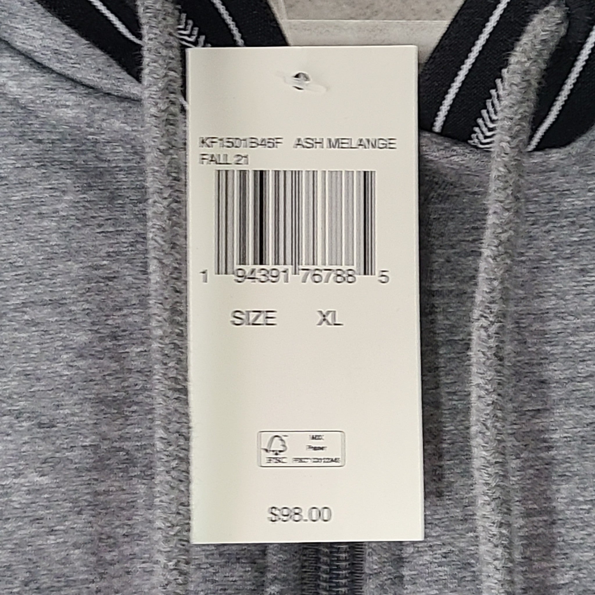 Michael Kors Men's Full Zip Hoodie Jacket Logo Tape Ash Melange Gray Sz XL NWT