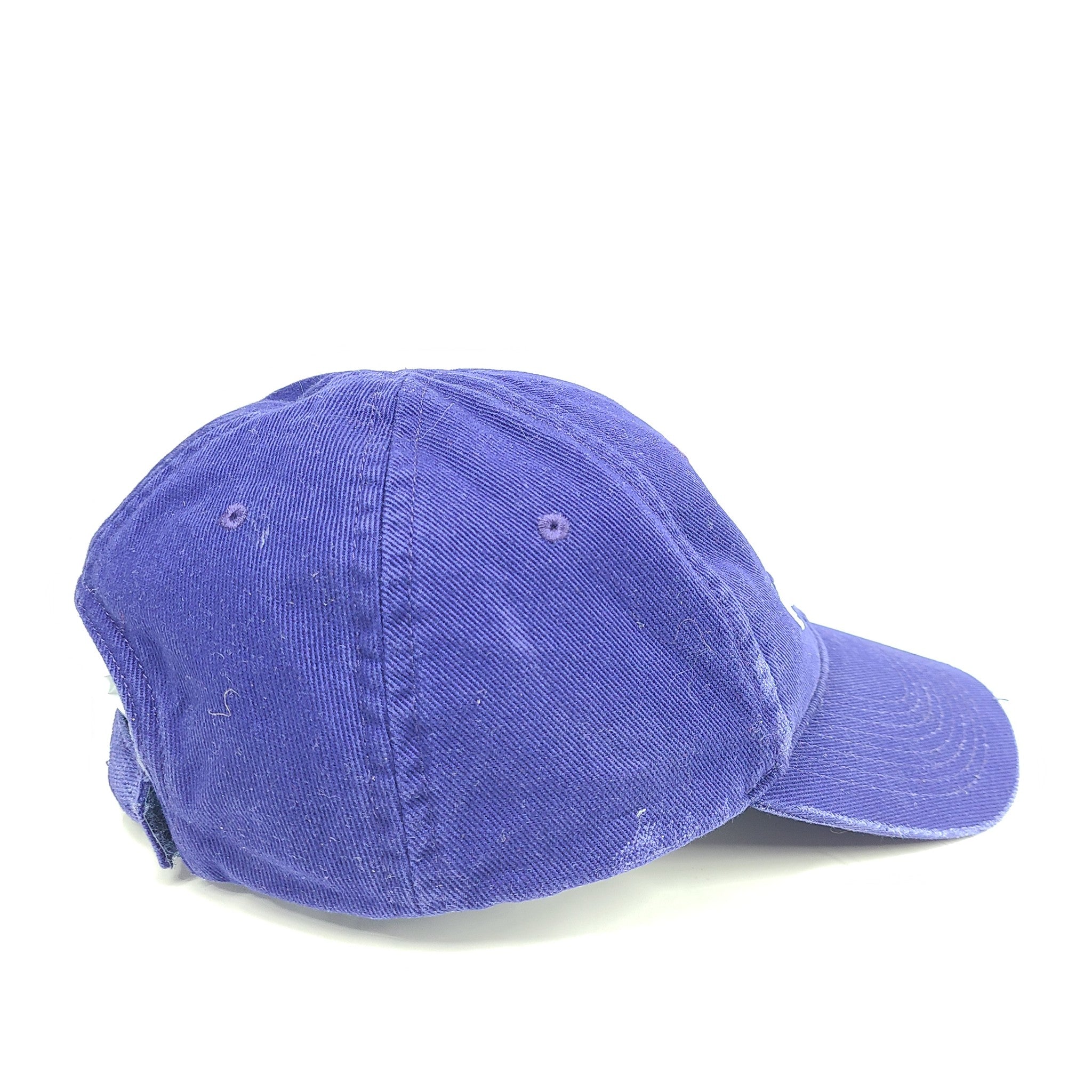 Balenciaga Distressed Logo Cap Cotton Adjustable Embroidered Logo Blue Sz L