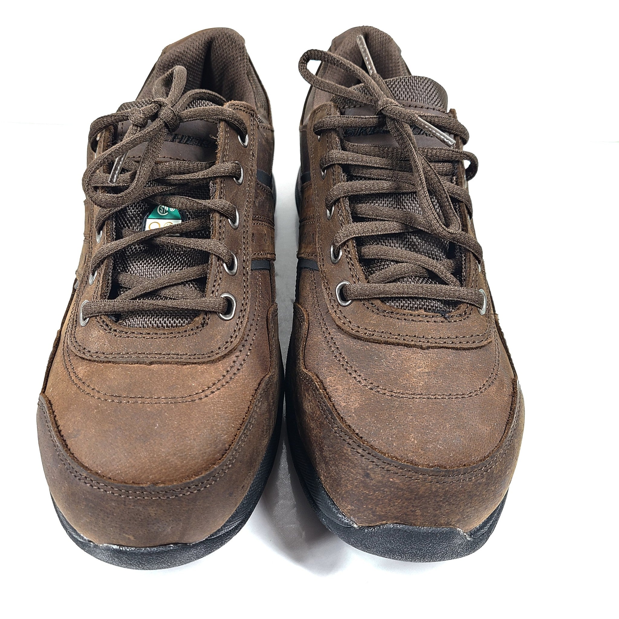Skechers Steel Toe Lace Up Work Shoes Composite Plate Slip Resistant Brown Sz 9