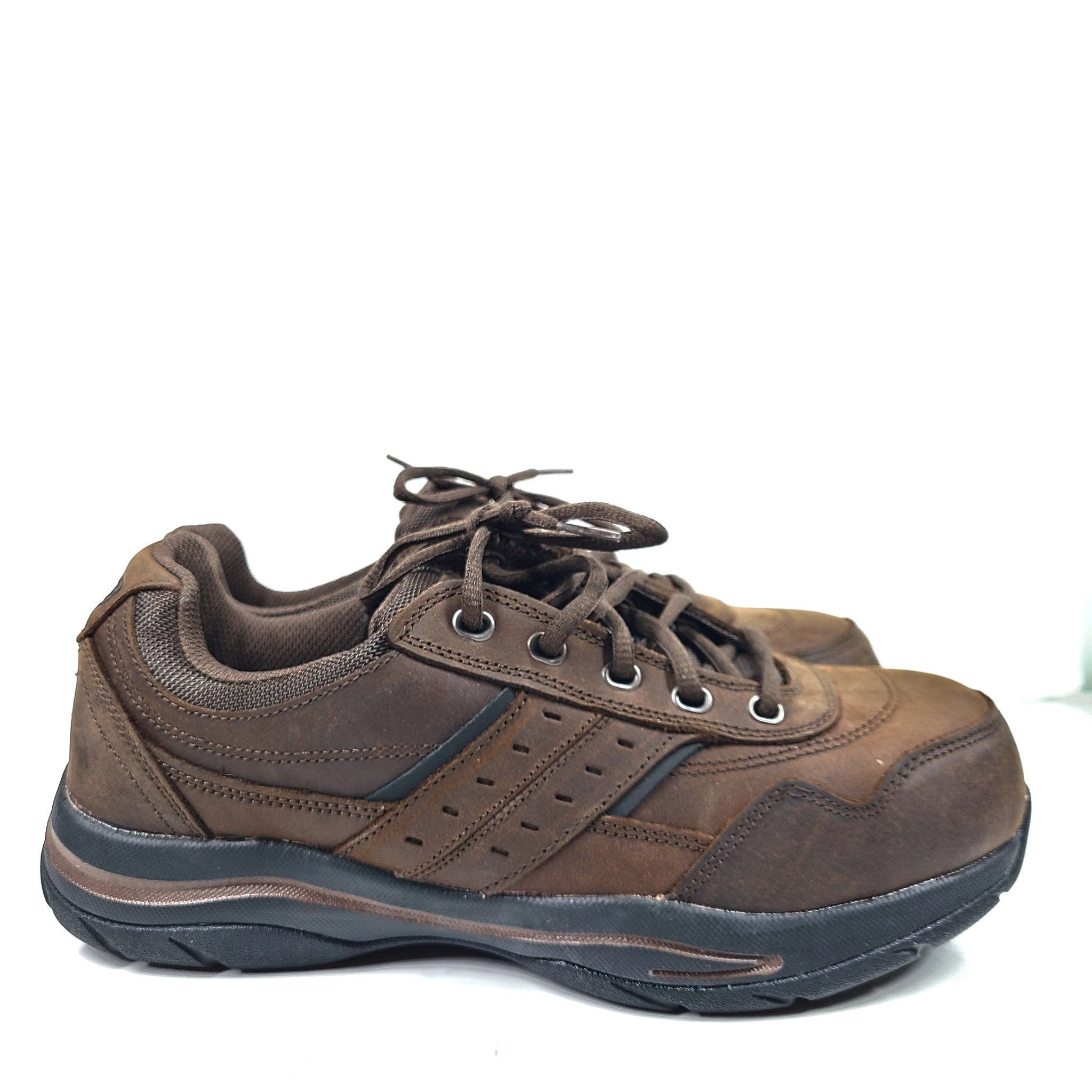Skechers Steel Toe Lace Up Work Shoes Composite Plate Slip Resistant Brown Sz 9