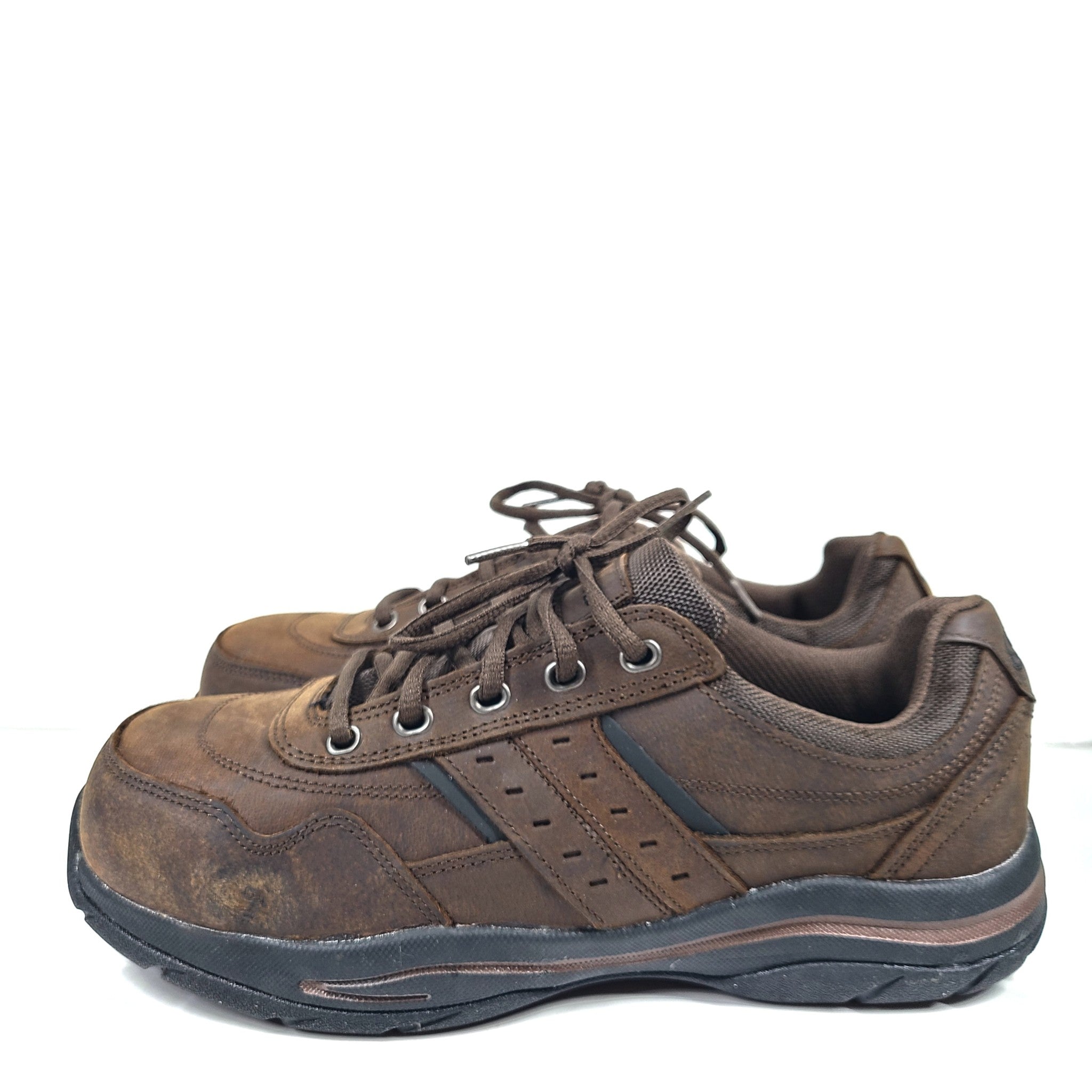 Skechers Steel Toe Lace Up Work Shoes Composite Plate Slip Resistant Brown Sz 9