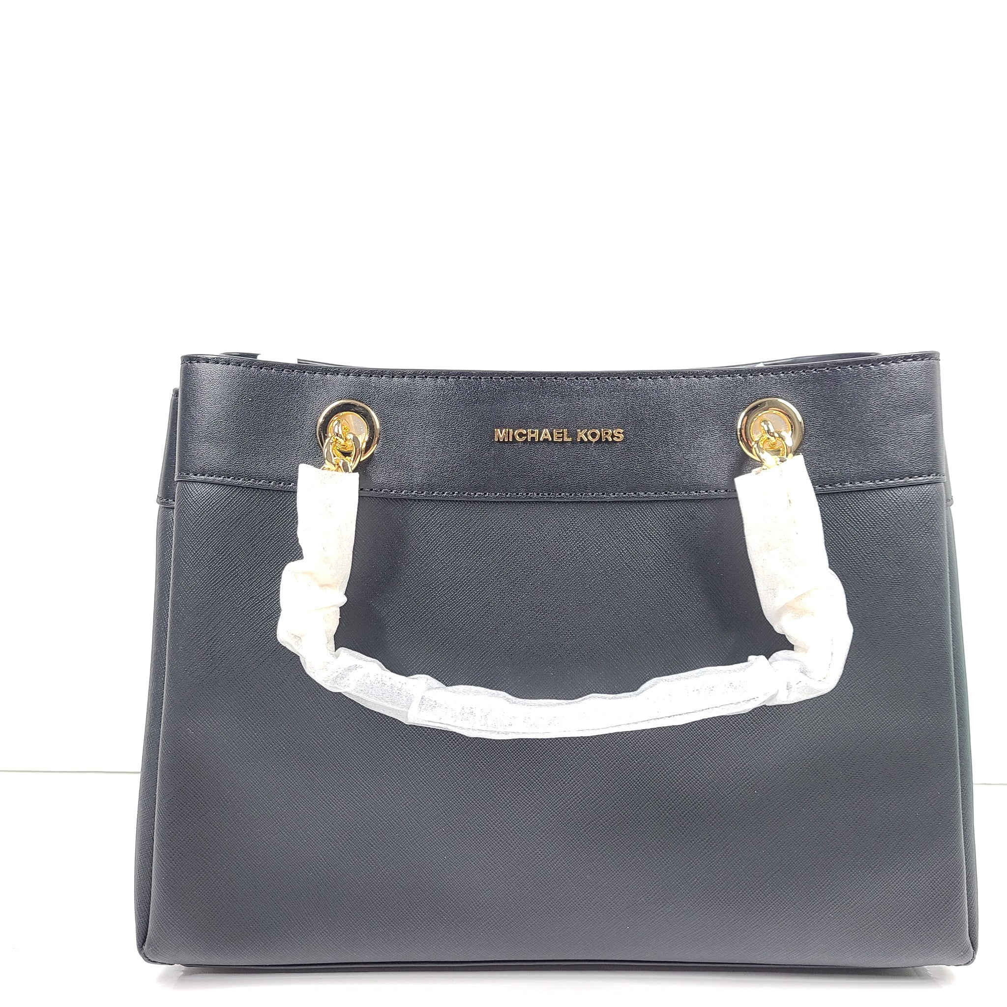 Michael Kors Lori Medium Satchel Bag Crossbody Strap Coated Canvas Black