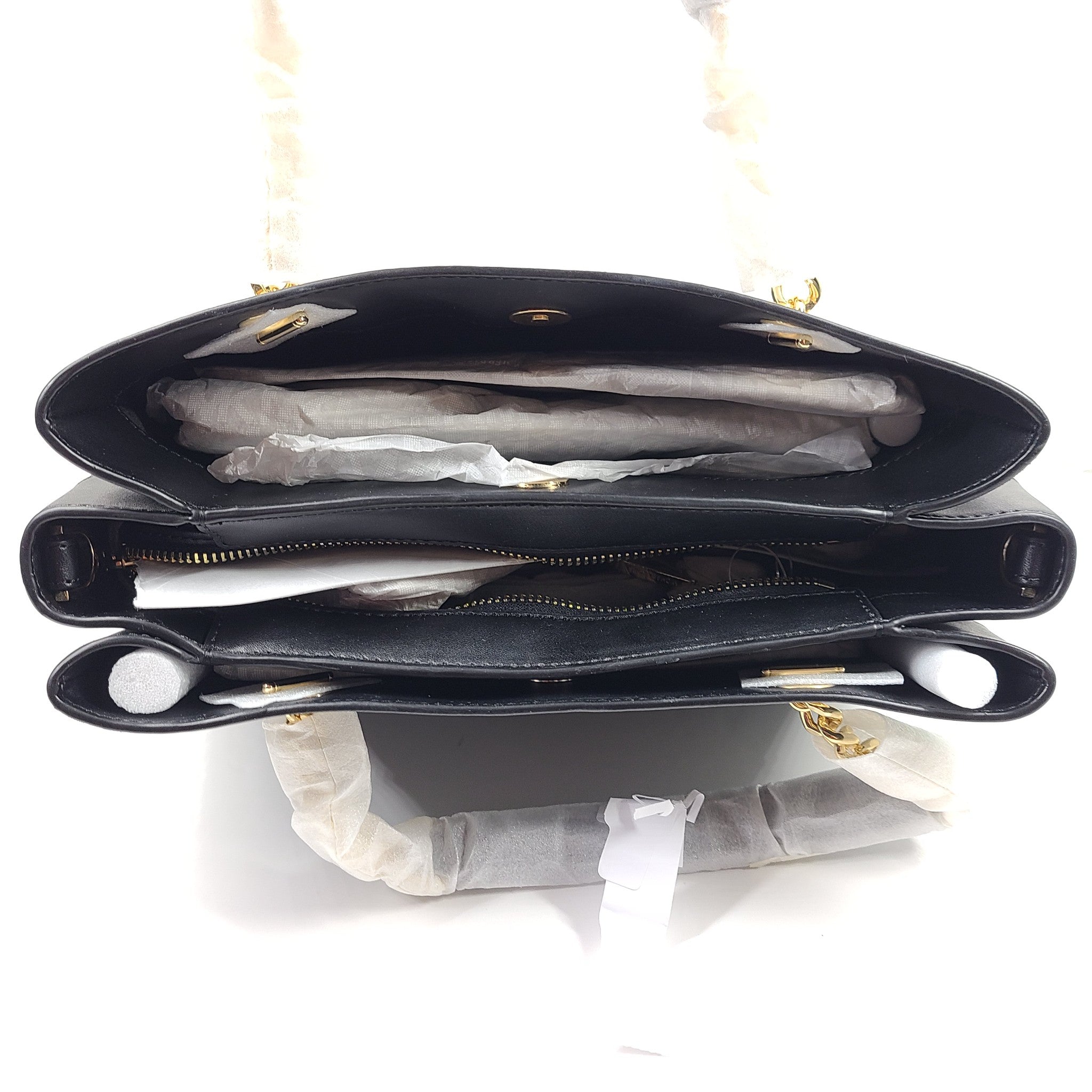 Michael Kors Lori Medium Satchel Bag Crossbody Strap Coated Canvas Black
