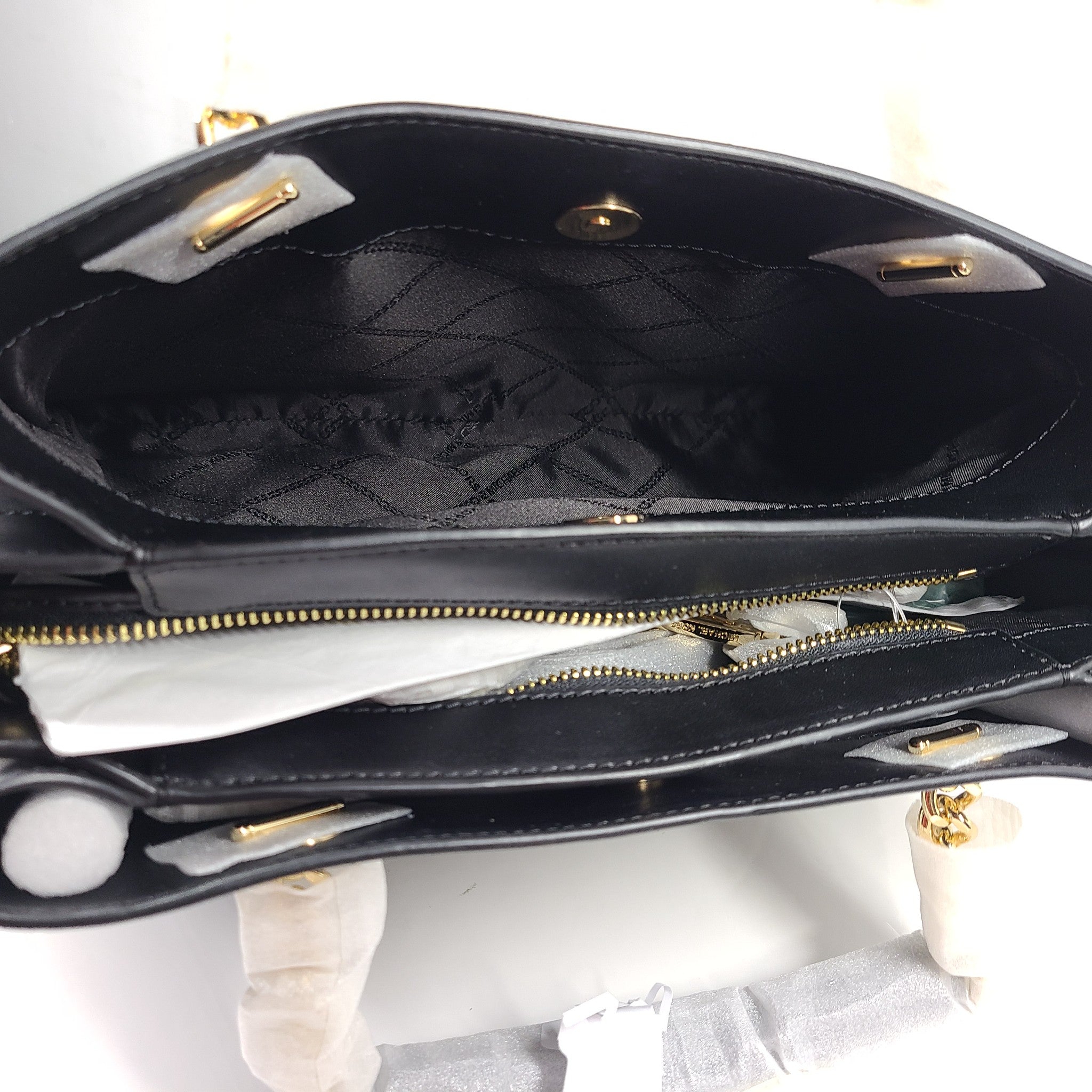 Michael Kors Lori Medium Satchel Bag Crossbody Strap Coated Canvas Black