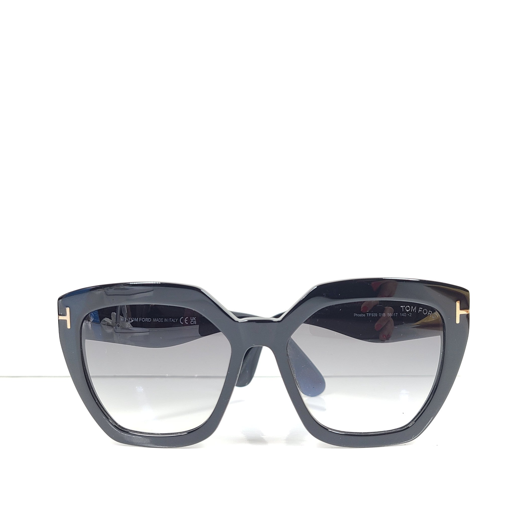 Tom Ford Phoebe Sunglasses Cat Eye Gray Gradient Lens Full Rim 56 x 17 140 Black