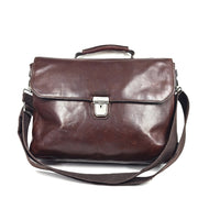 Chiarugi Business Bag Briefcase Laptop Crossbody Leather Brown