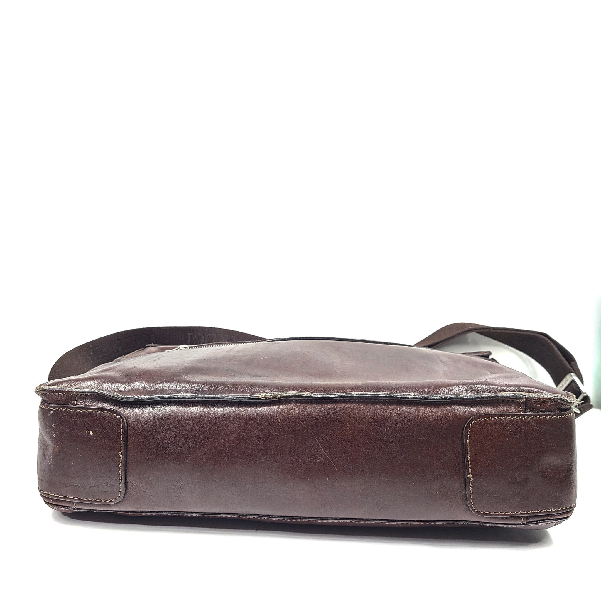 Chiarugi Business Bag Briefcase Laptop Crossbody Leather Brown