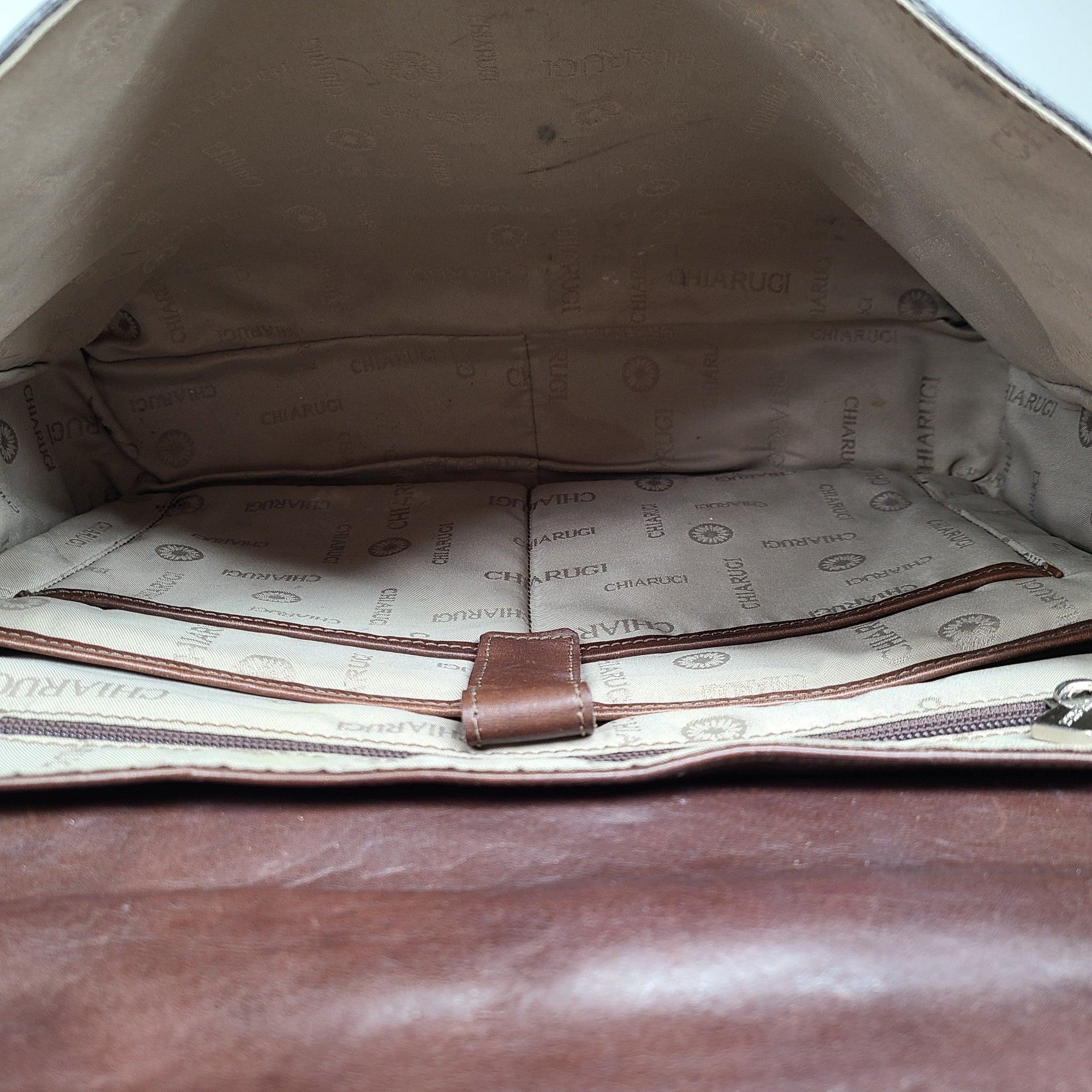 Chiarugi Business Bag Briefcase Laptop Crossbody Leather Brown