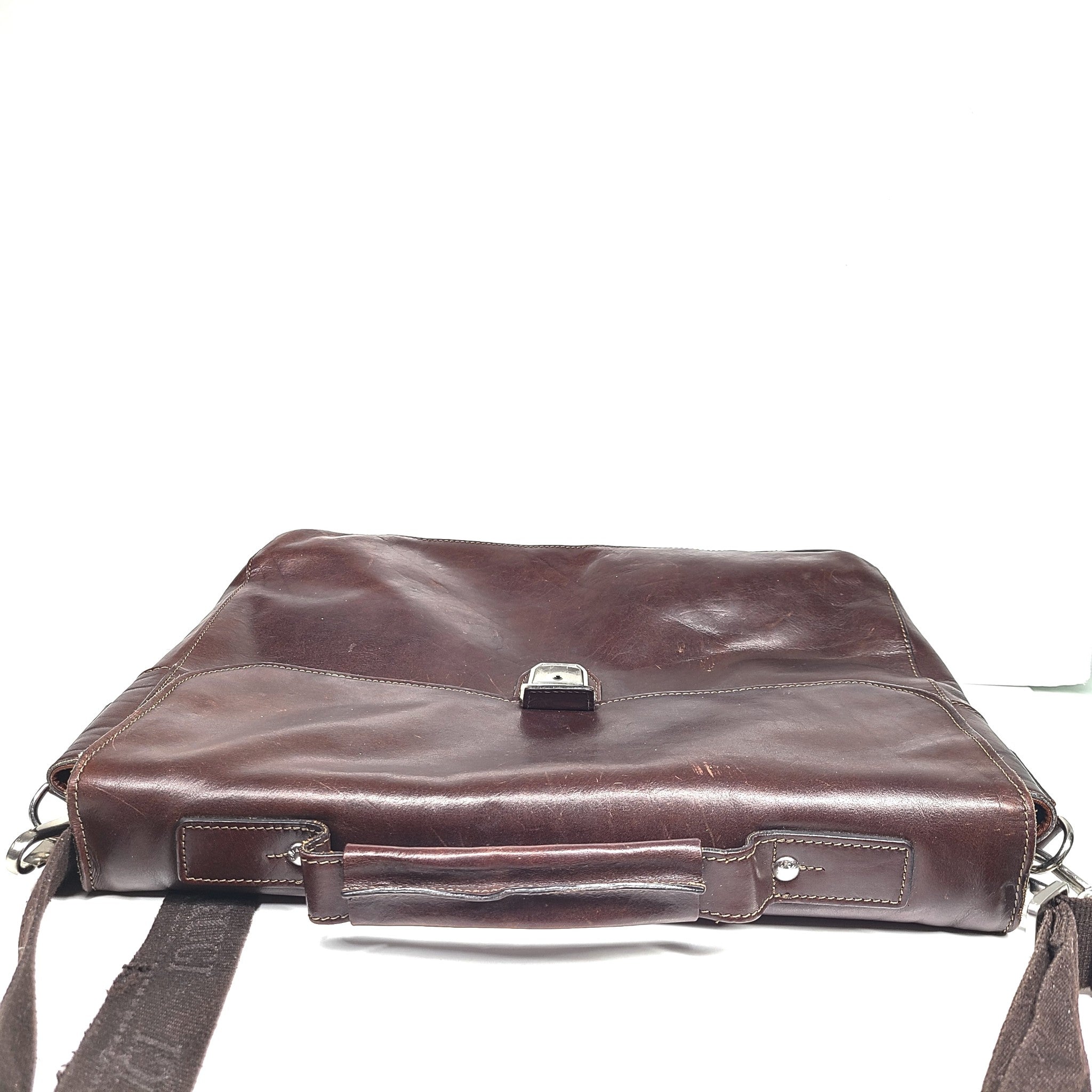 Chiarugi Business Bag Briefcase Laptop Crossbody Leather Brown