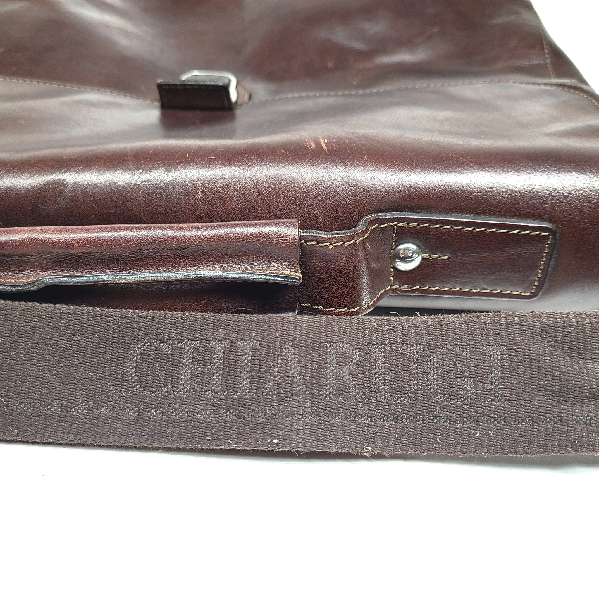 Chiarugi Business Bag Briefcase Laptop Crossbody Leather Brown