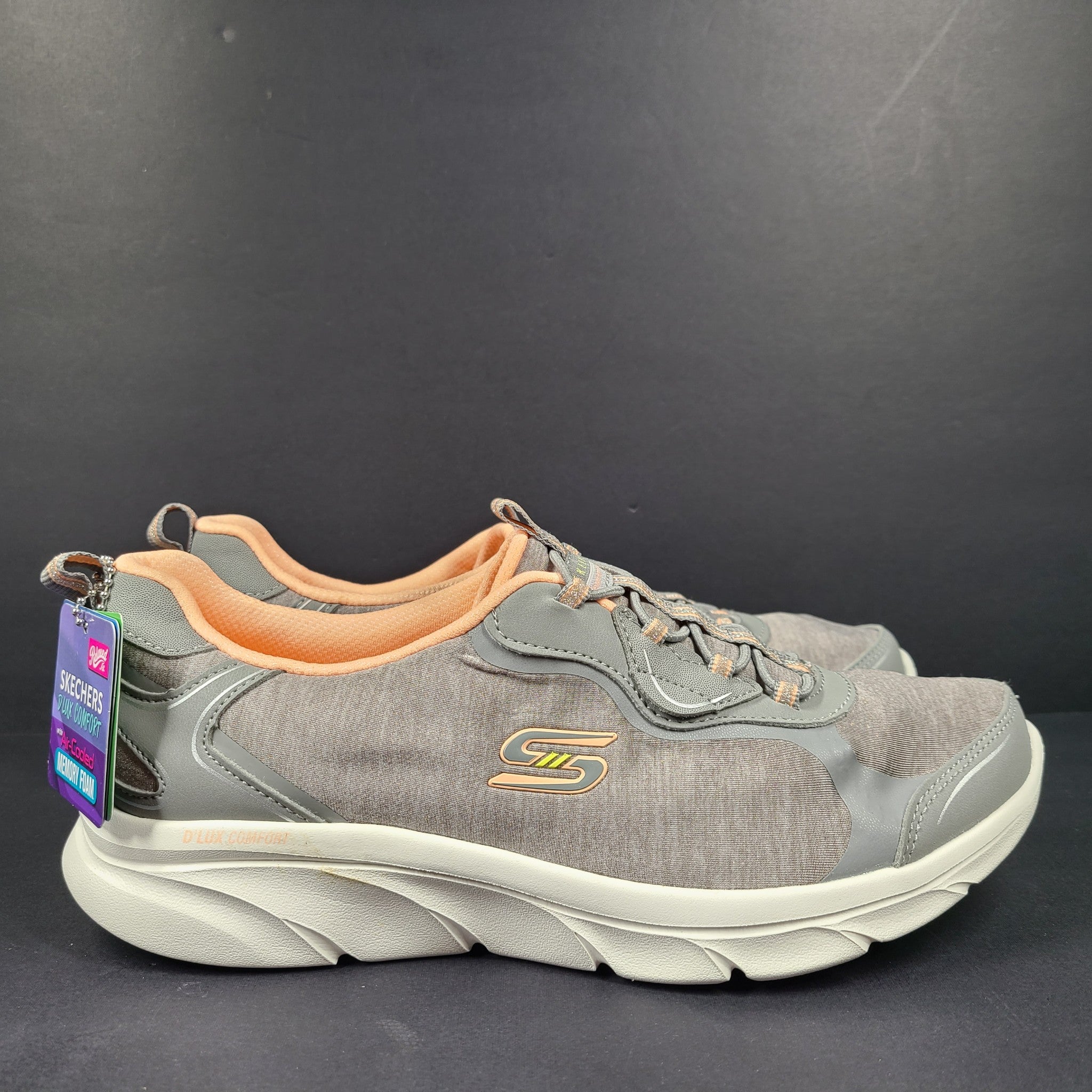 Skechers D'Lux Comfort Shoes Stretch Fit Slip-On 104342 Gray Pink Women's Sz 8