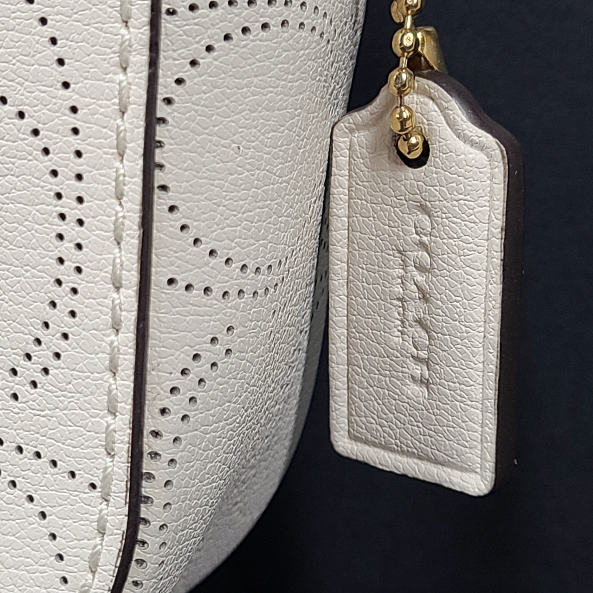 Coach Mini Jamie Camera Bag Leather Perforated Logo Crossbody White