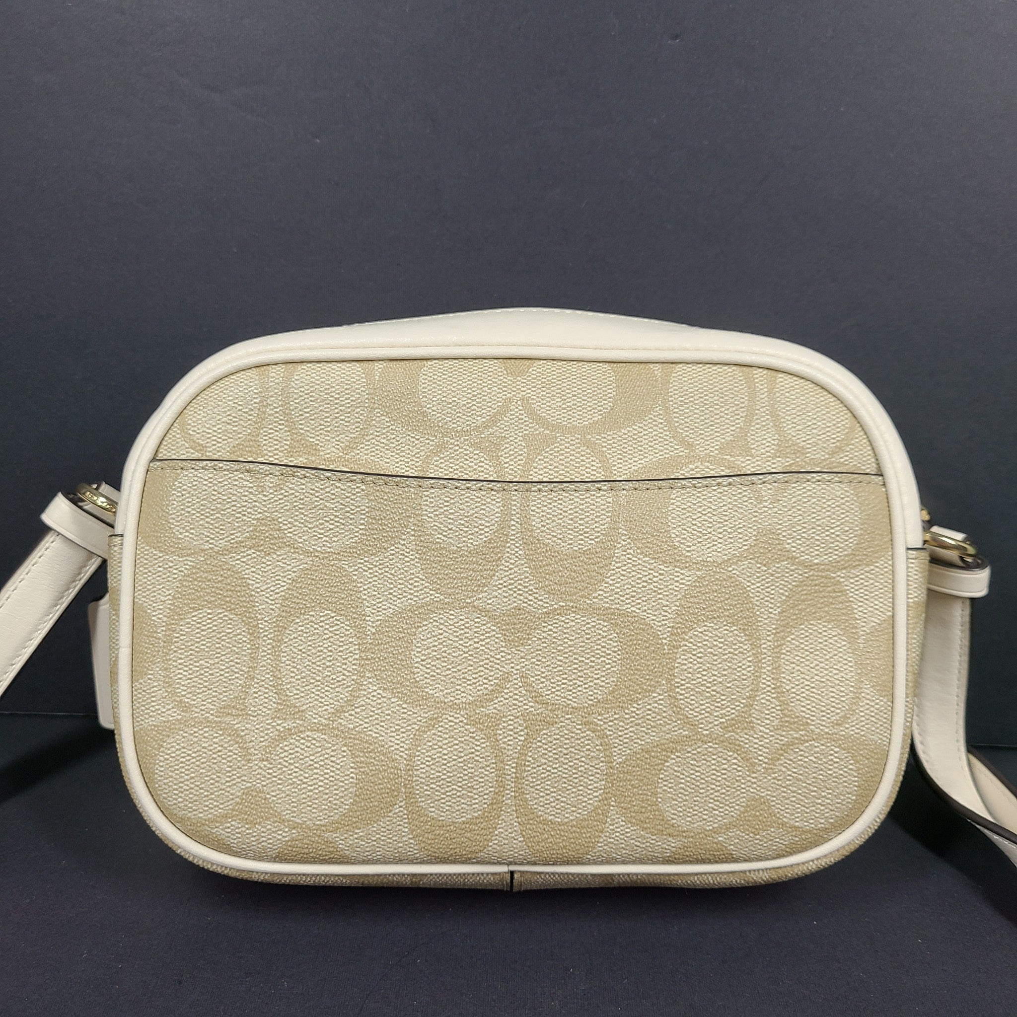 Coach Mini Jamie Camera Bag In Signature Canvas Crossbody Strap Monogram Beige