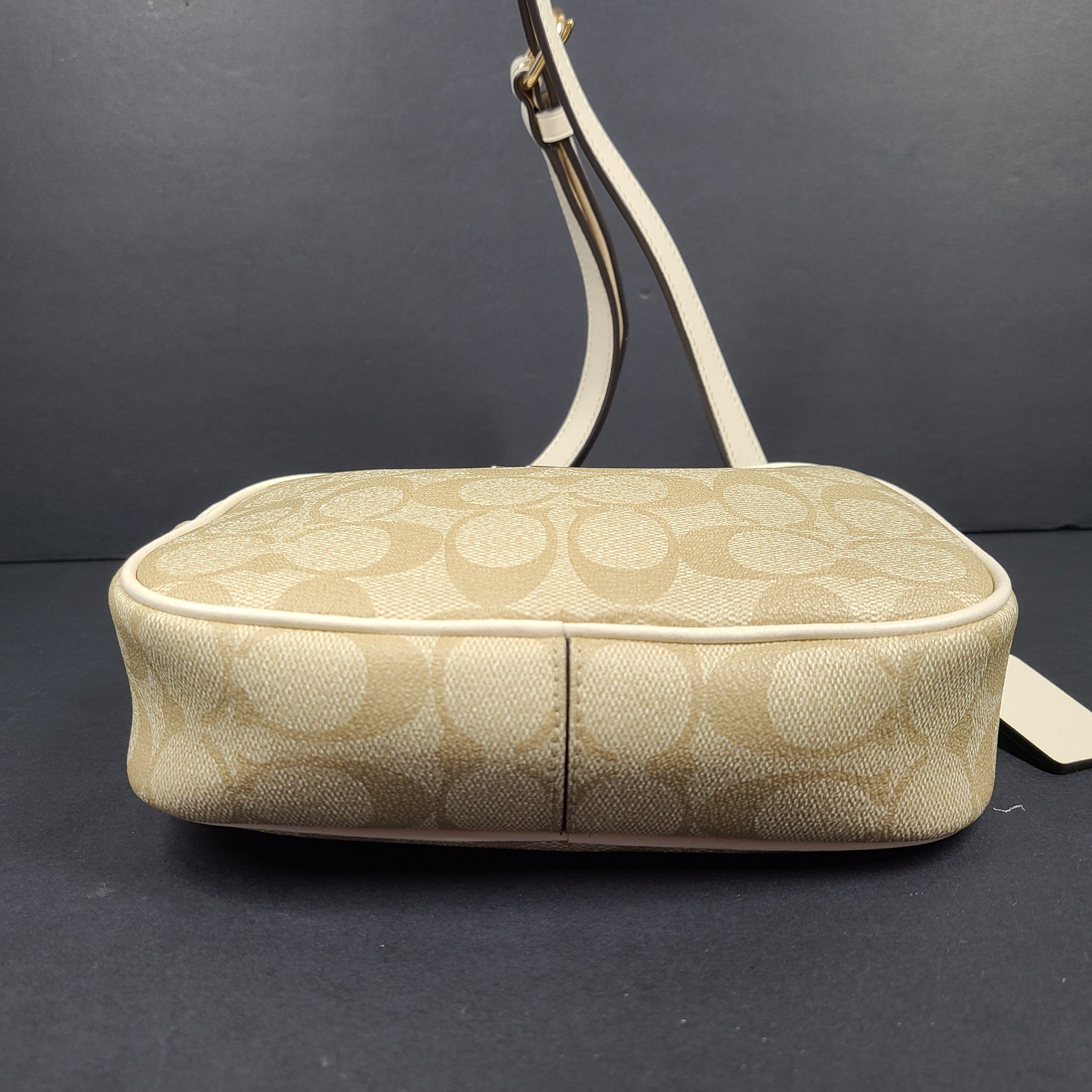 Coach Mini Jamie Camera Bag In Signature Canvas Crossbody Strap Monogram Beige