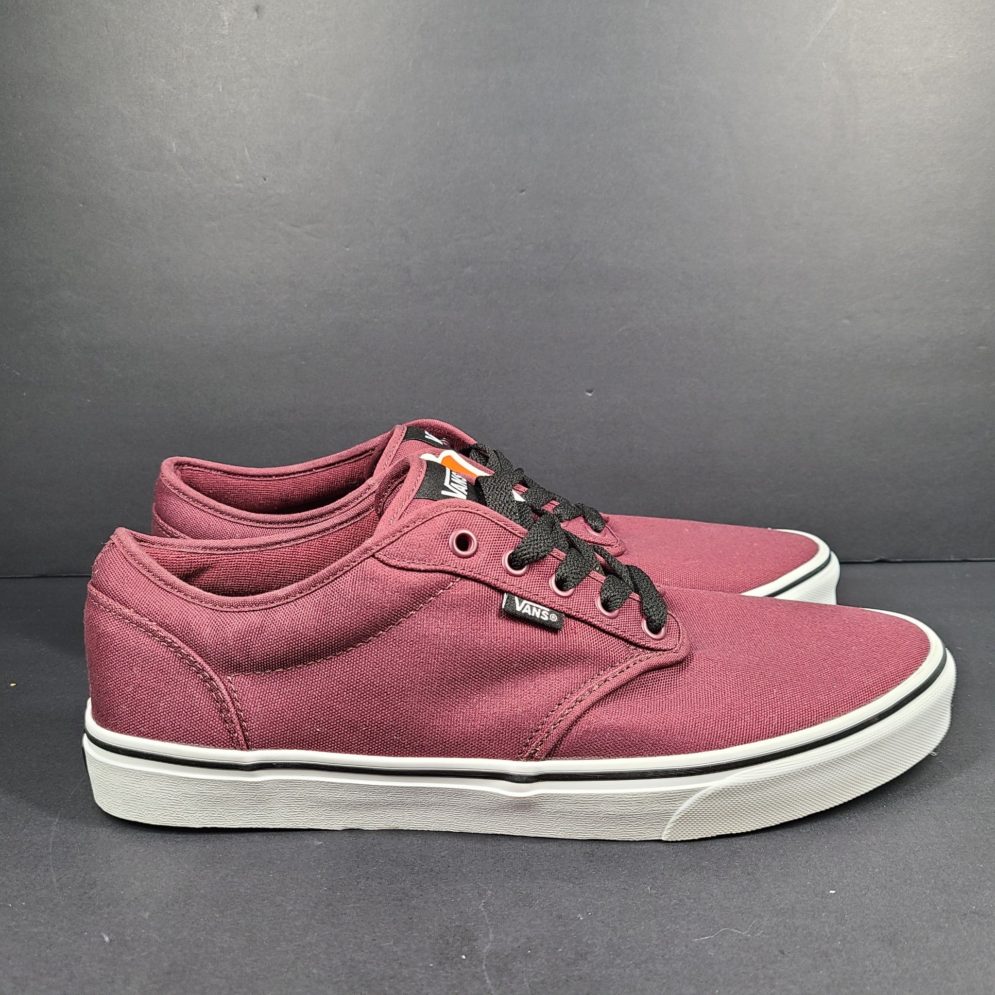 Vans Men's Low Top Skater Shoe Lace-Up Sneakers Burgundy Maroon Sz 13