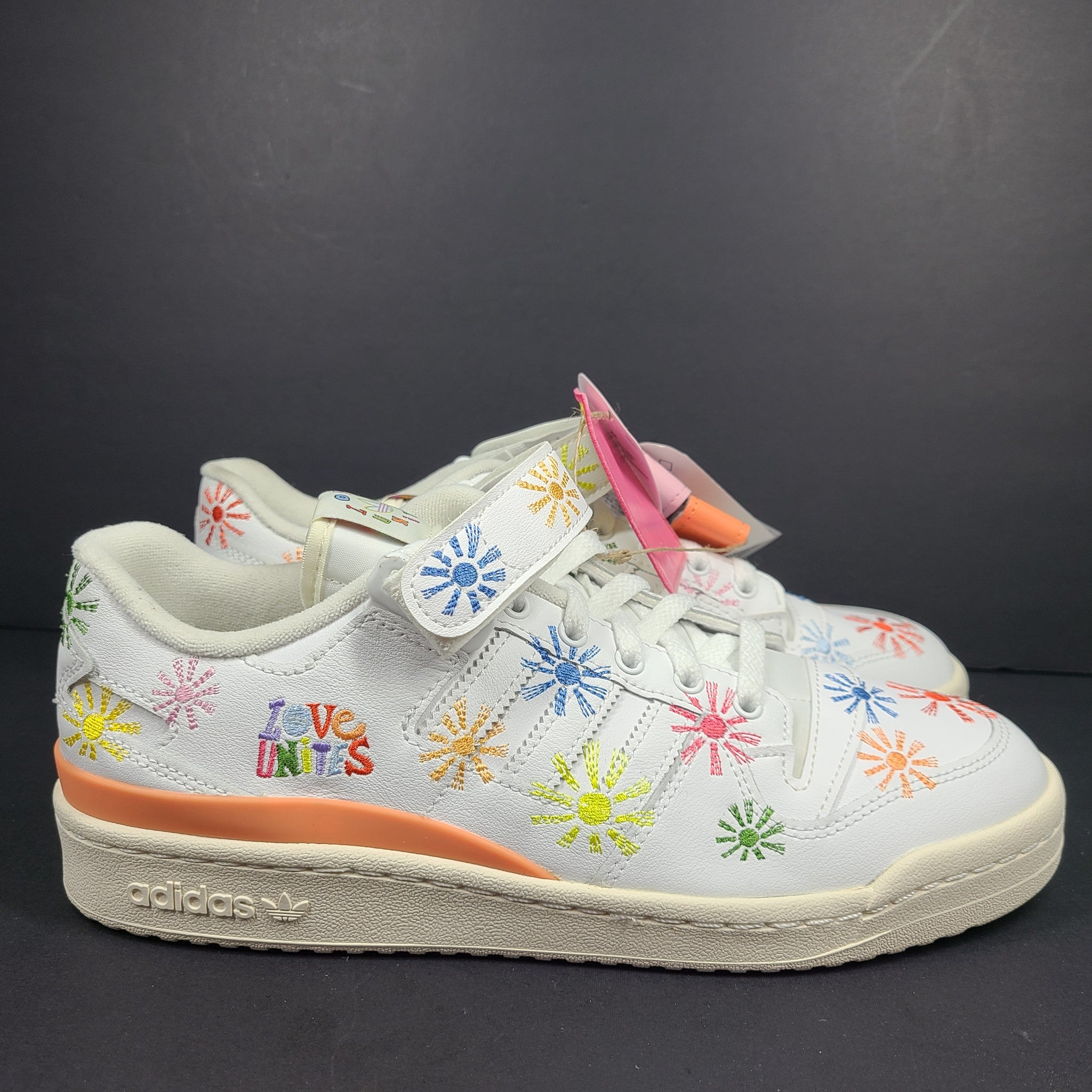 Adidas Men's Forum Low Love Unites Pride Sneakers GW2416 Cloud White Sz 9