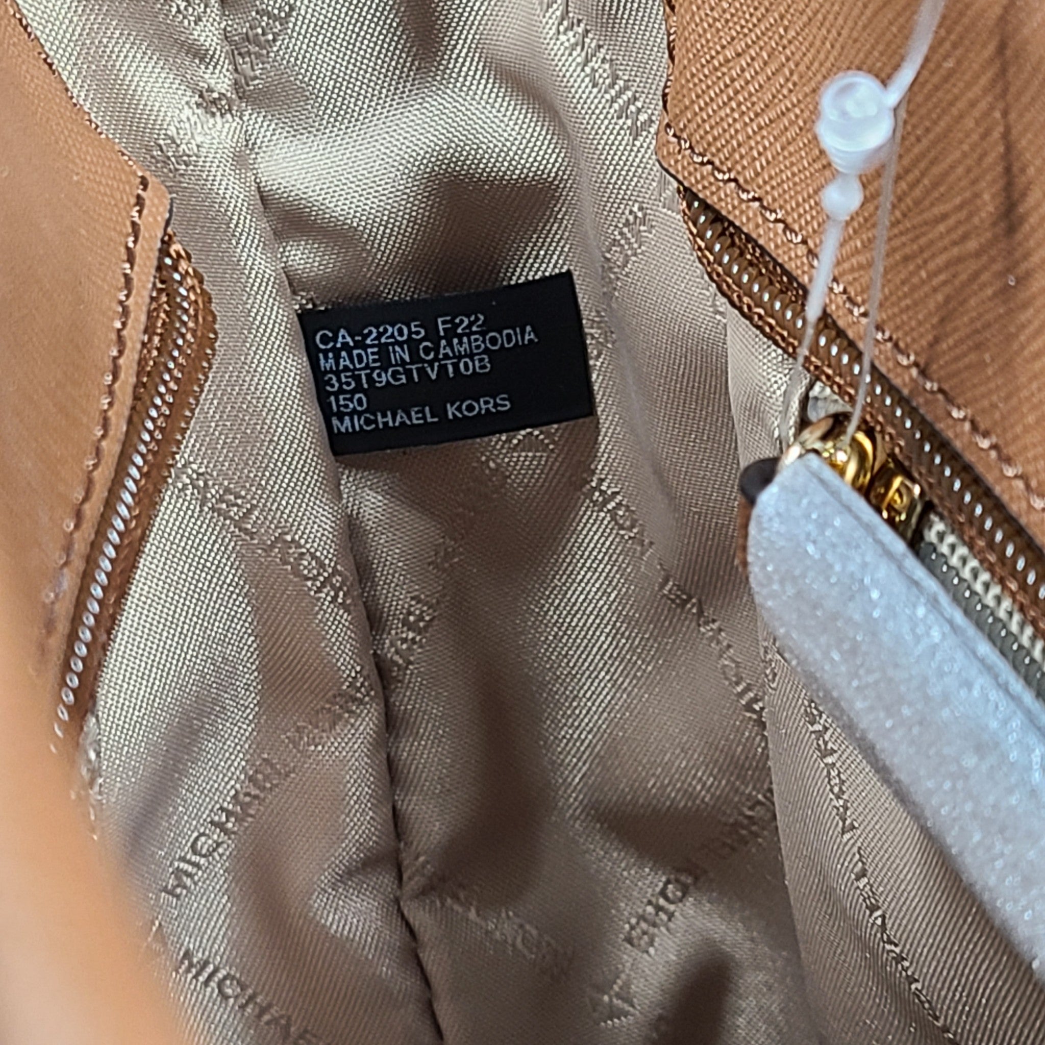 Michael Kors Jet Set Travel Extra-Small Logo Top-Zip Tote Crossbody Bag Beige