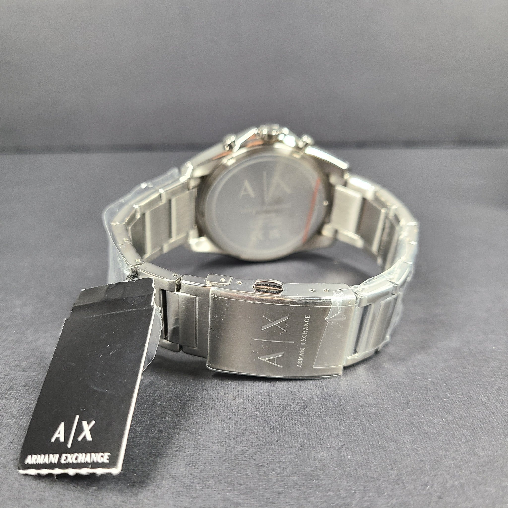 Armani Exchange Chronograph Steel Watch 44 mm Silver Tone Black Dial AX2600 NIB