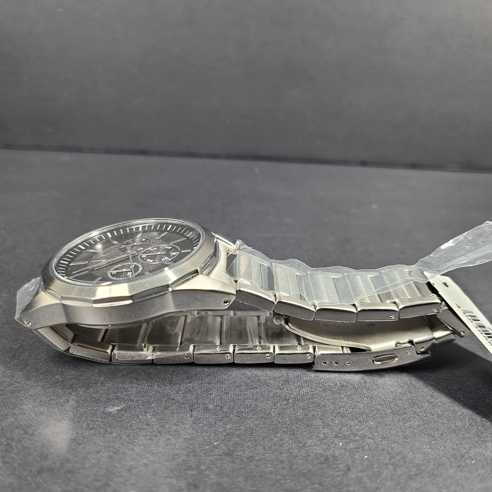 Armani Exchange Chronograph Steel Watch 44 mm Silver Tone Black Dial AX2600 NIB