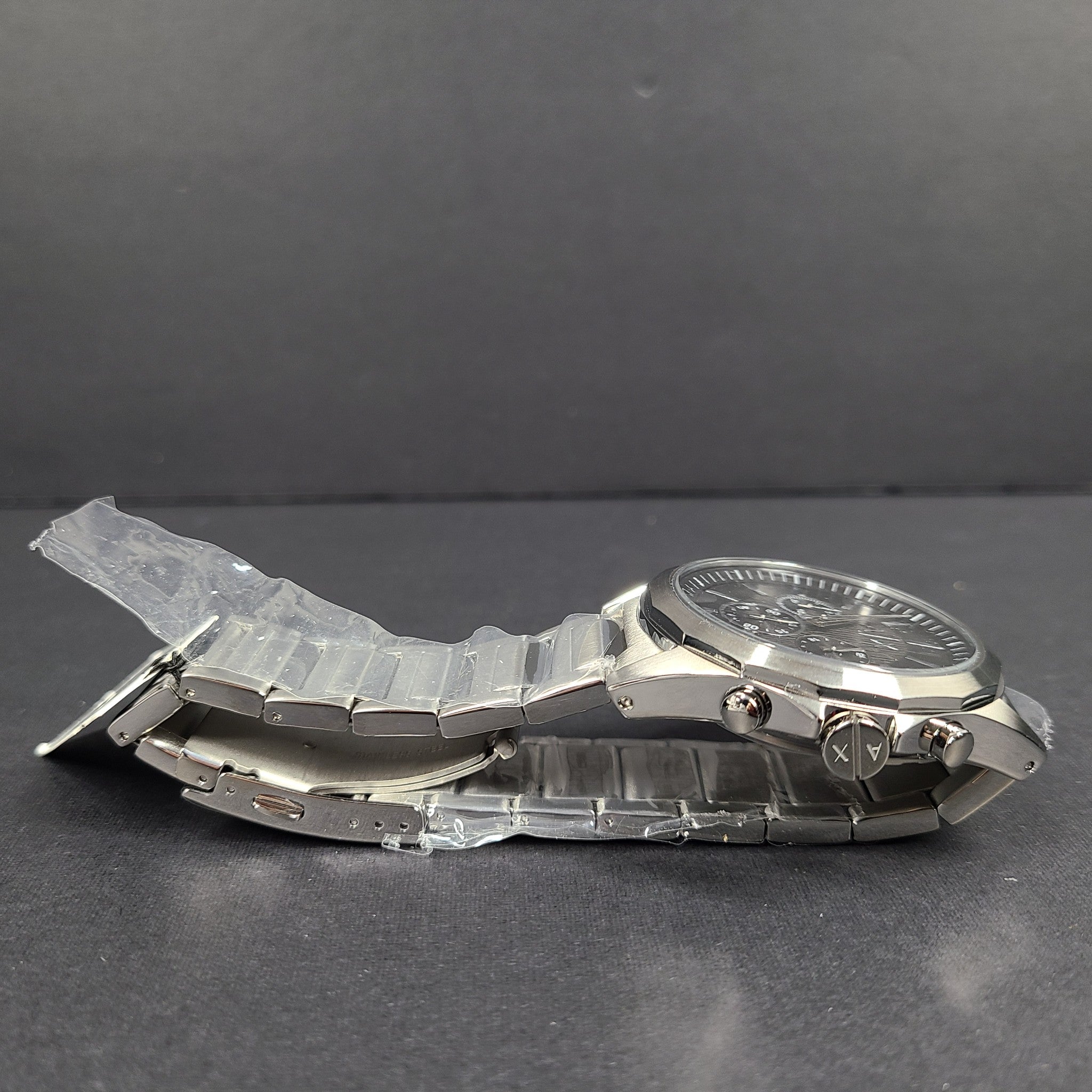 Armani Exchange Chronograph Steel Watch 44 mm Silver Tone Black Dial AX2600 NIB