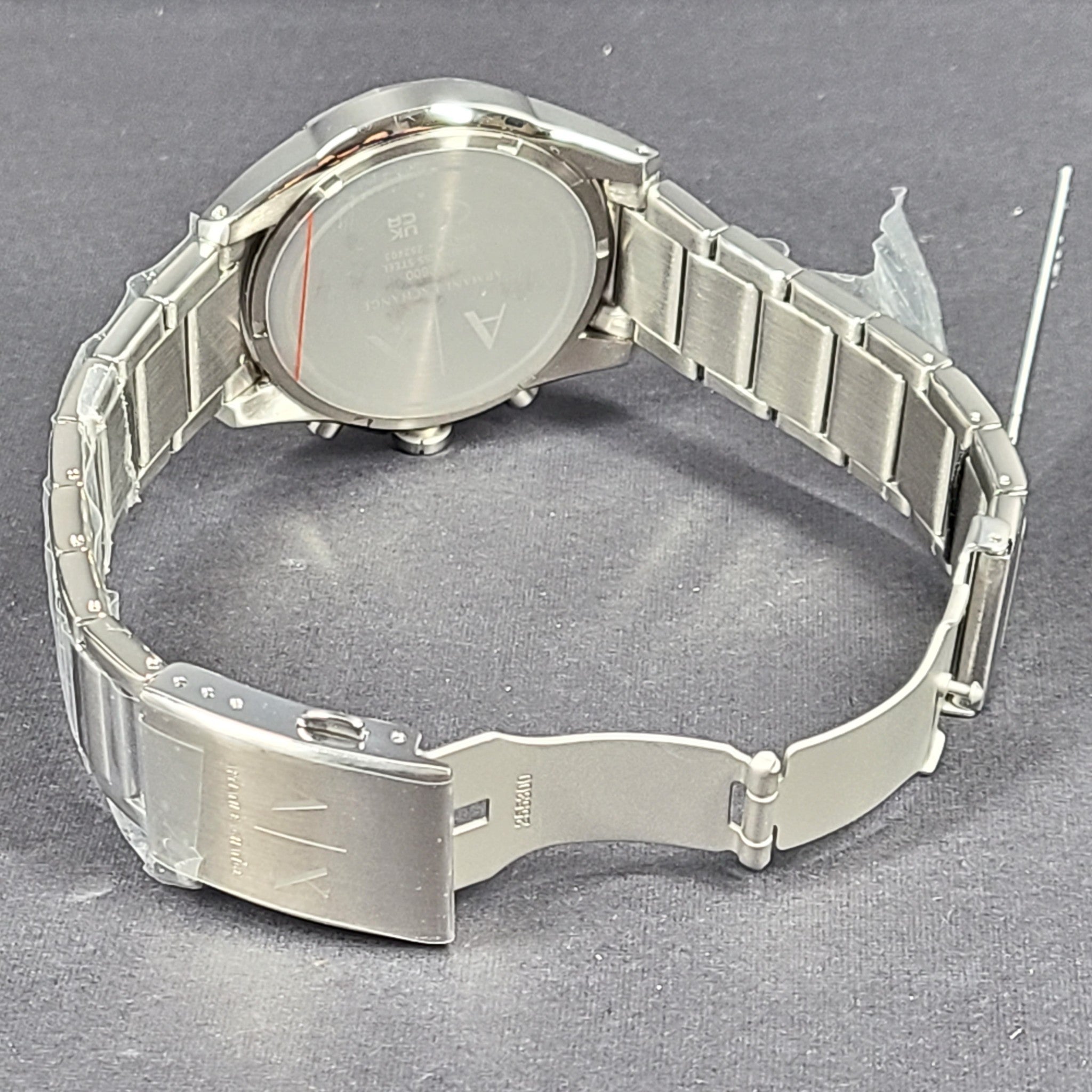 Armani Exchange Chronograph Steel Watch 44 mm Silver Tone Black Dial AX2600 NIB