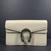 Gucci Super Mini Dionysus Chain Wallet Crossbody Flap Bag 476432 White Leather