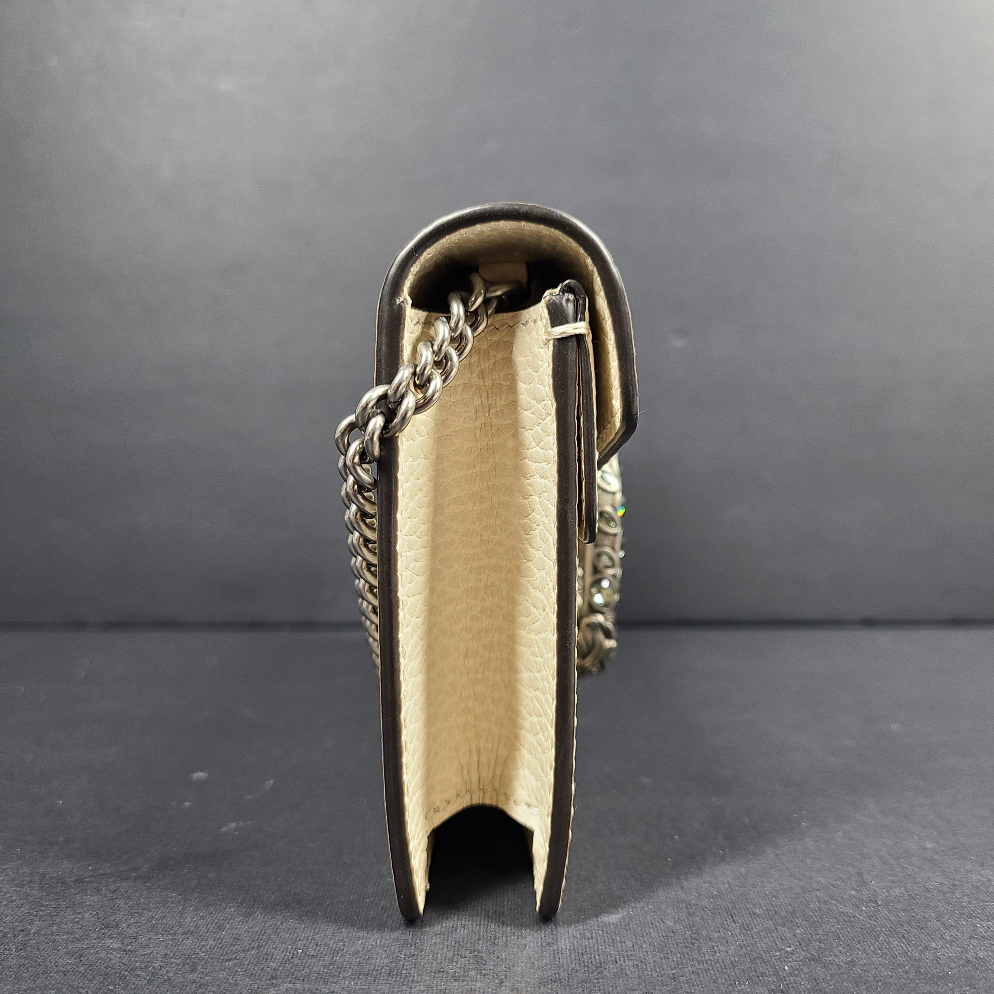 Gucci Super Mini Dionysus Chain Wallet Crossbody Flap Bag 476432 White Leather