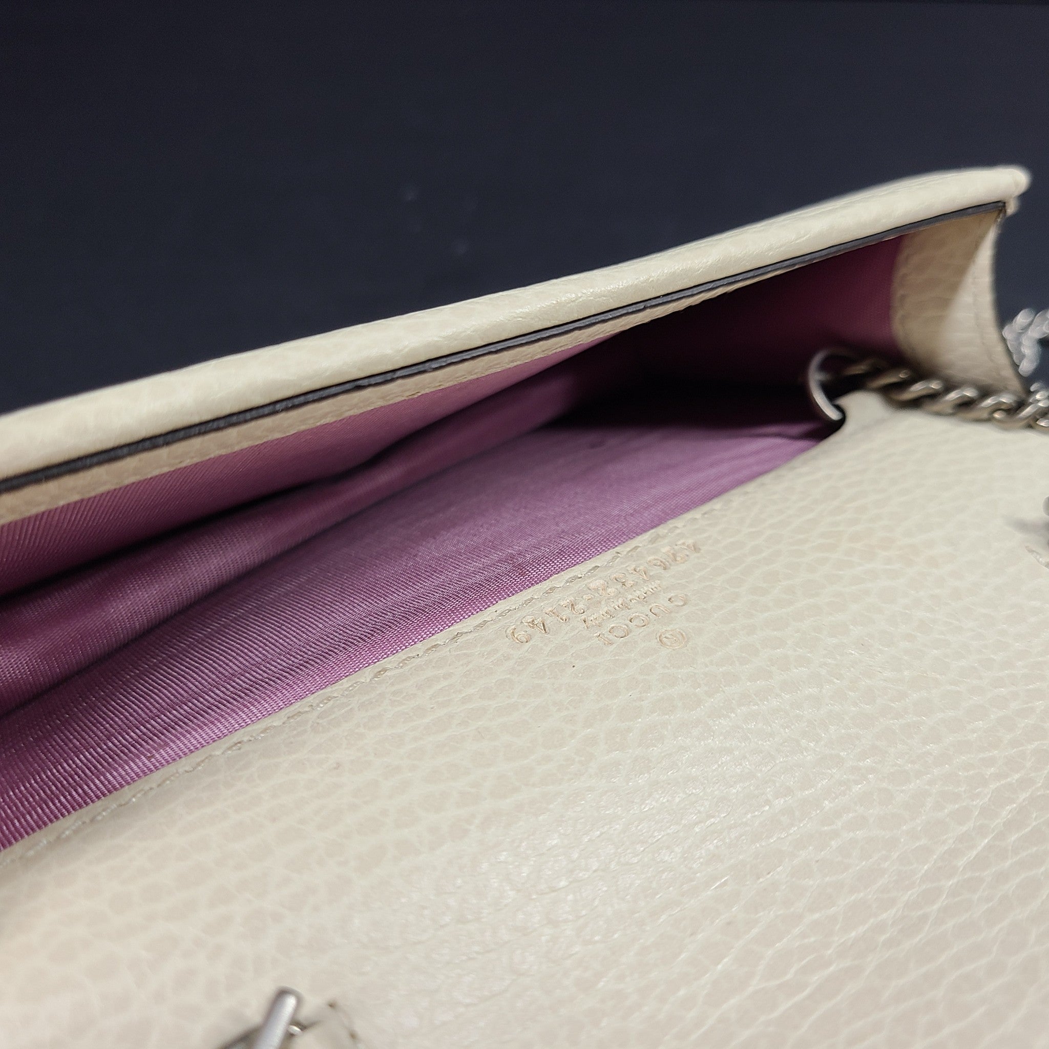 Gucci Super Mini Dionysus Chain Wallet Crossbody Flap Bag 476432 White Leather