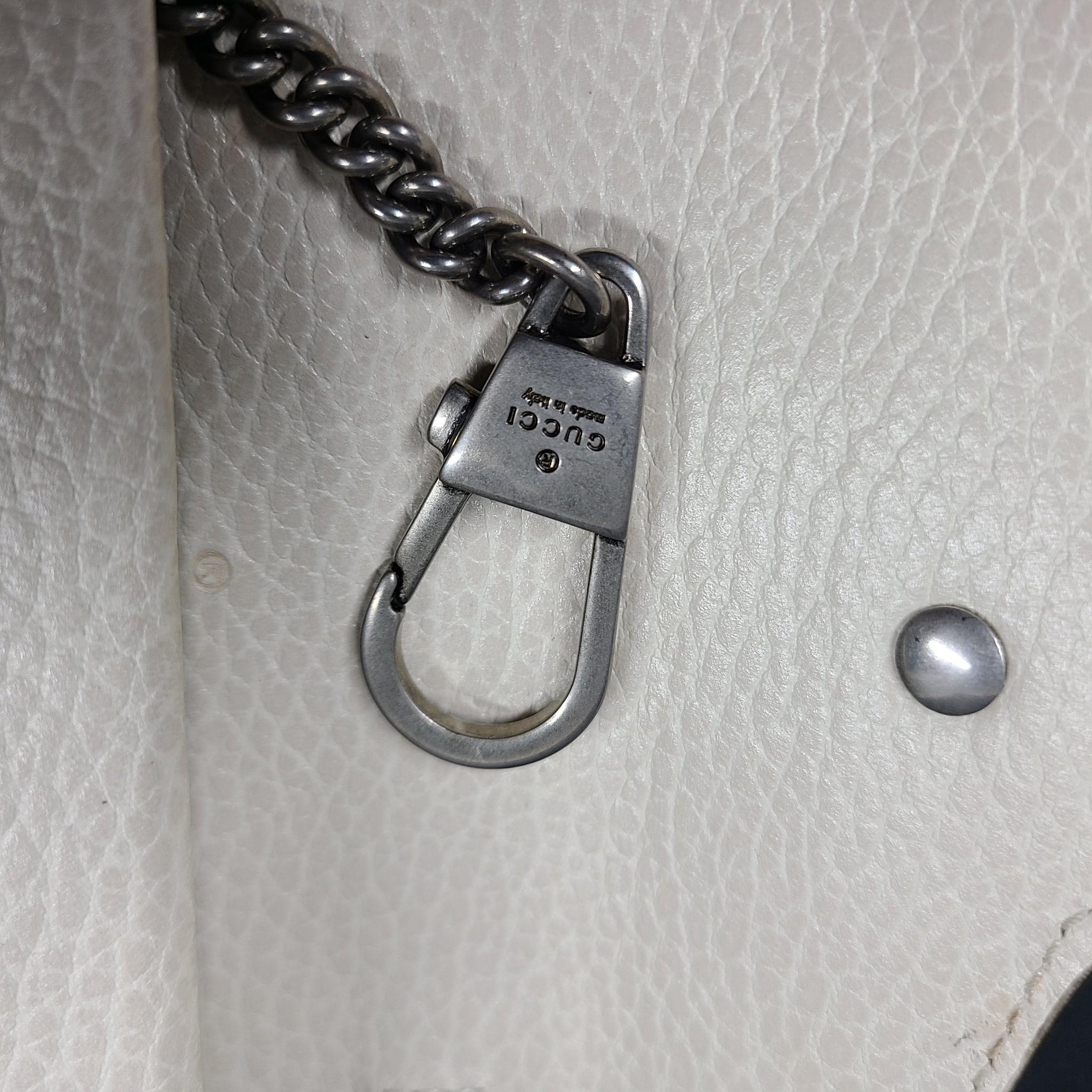 Gucci Super Mini Dionysus Chain Wallet Crossbody Flap Bag 476432 White Leather