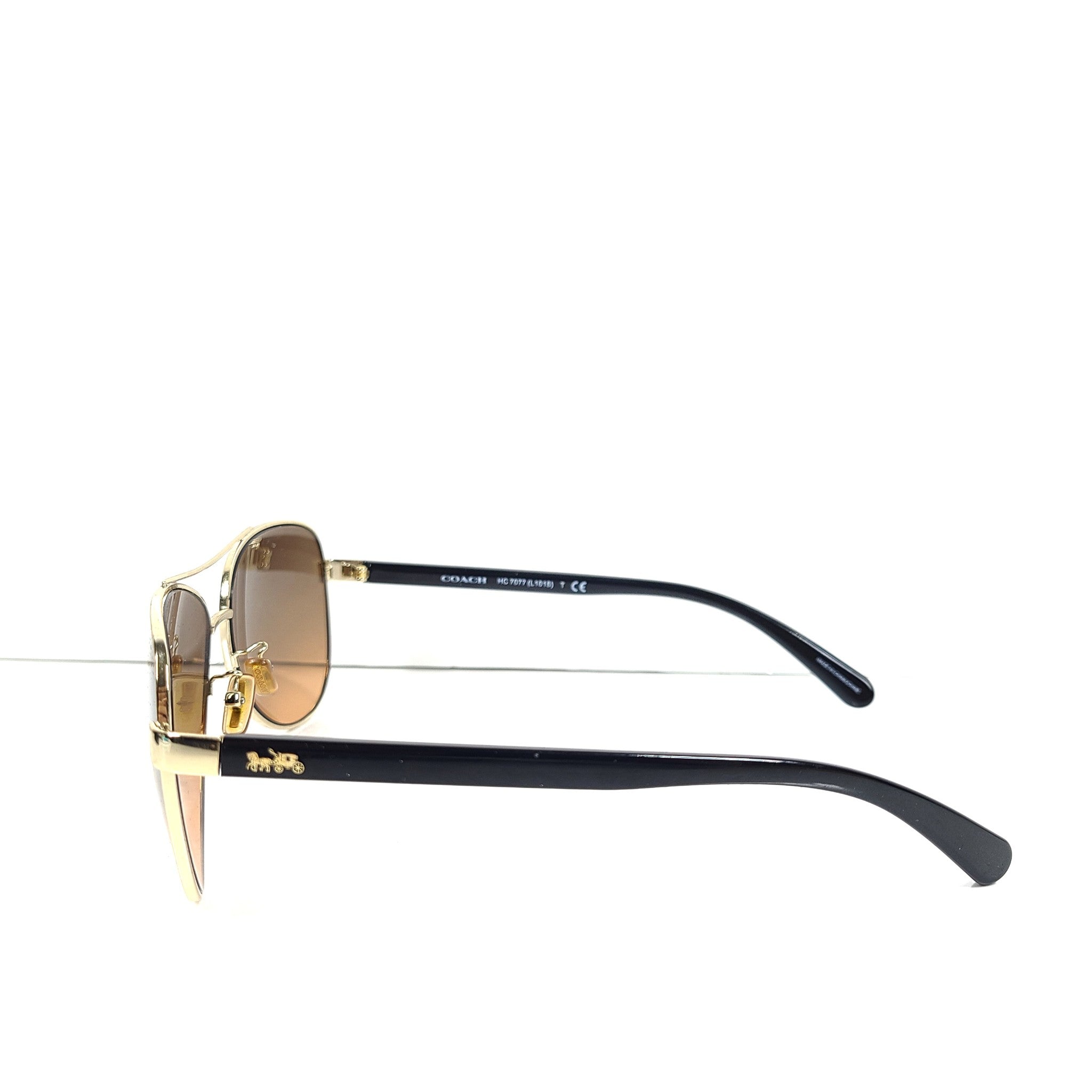 Coach HC7077 Aviator Sunglasses Grey Orange Gradient Lens 58 mm Gold Frame