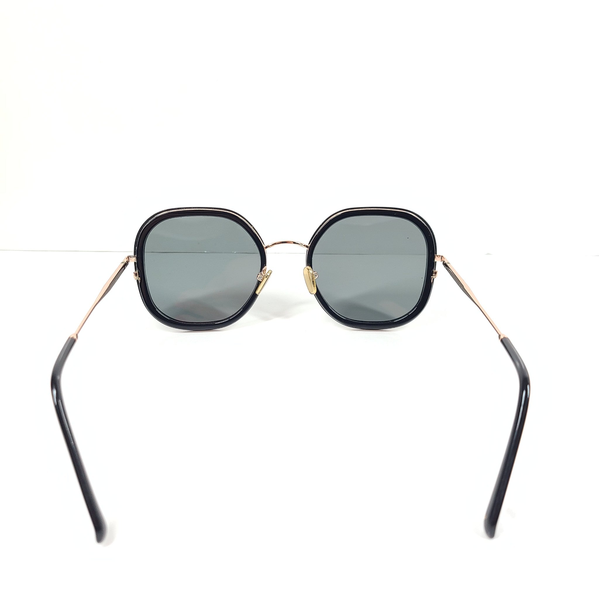 Jimmy Fairly C121-BCK Square Sunglasses UVA UVB Black Gold-Tone 53x21x142