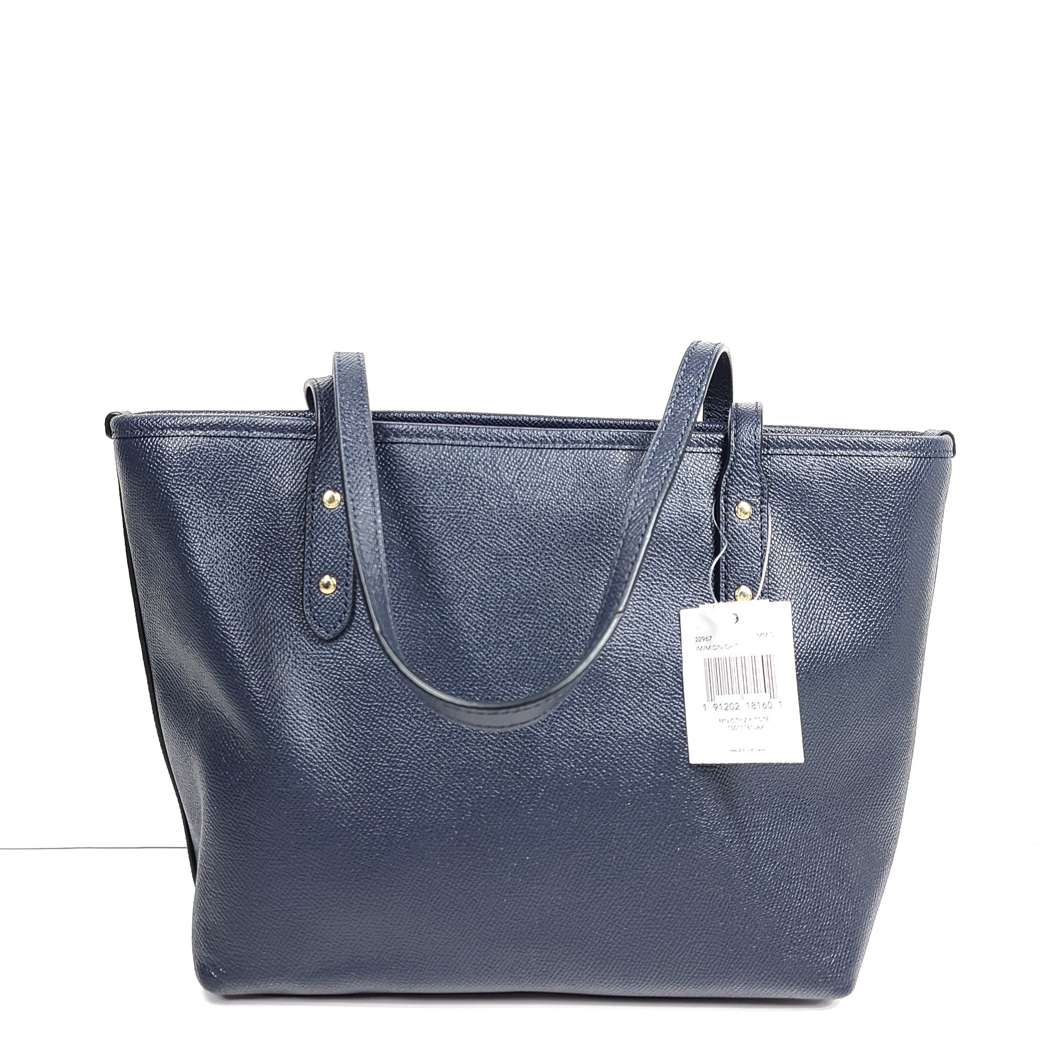 Coach Mini City Zip Tote Leather Purse Shoulder Bag 22967 Dark Blue