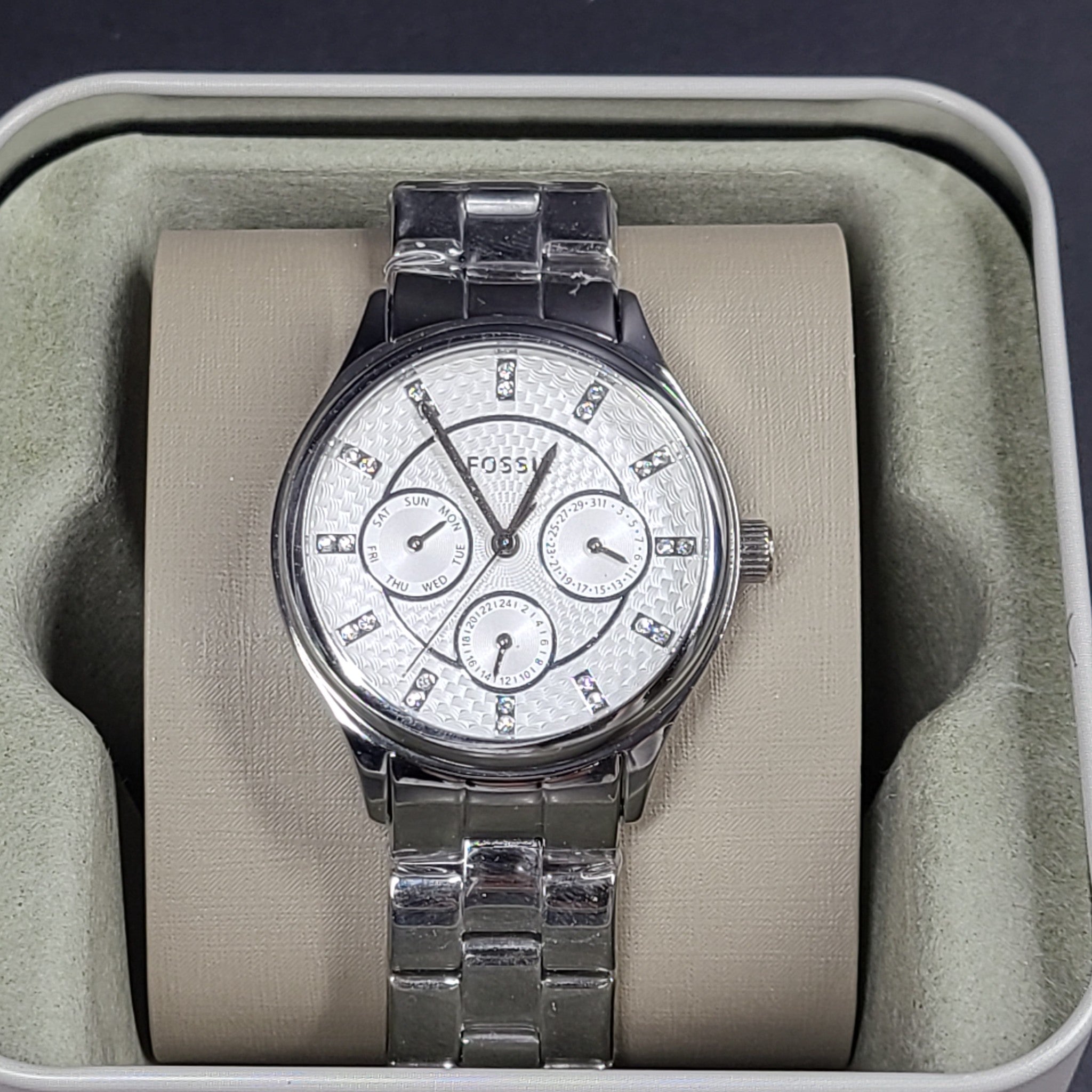 Fossil Modern Sophisticate Multifunction Stainless Steel Watch BQ1560 Silver NEW