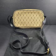 Saint Laurent Canvas Monogram All Over Camera Bag Leather Lining Crossbody Beige