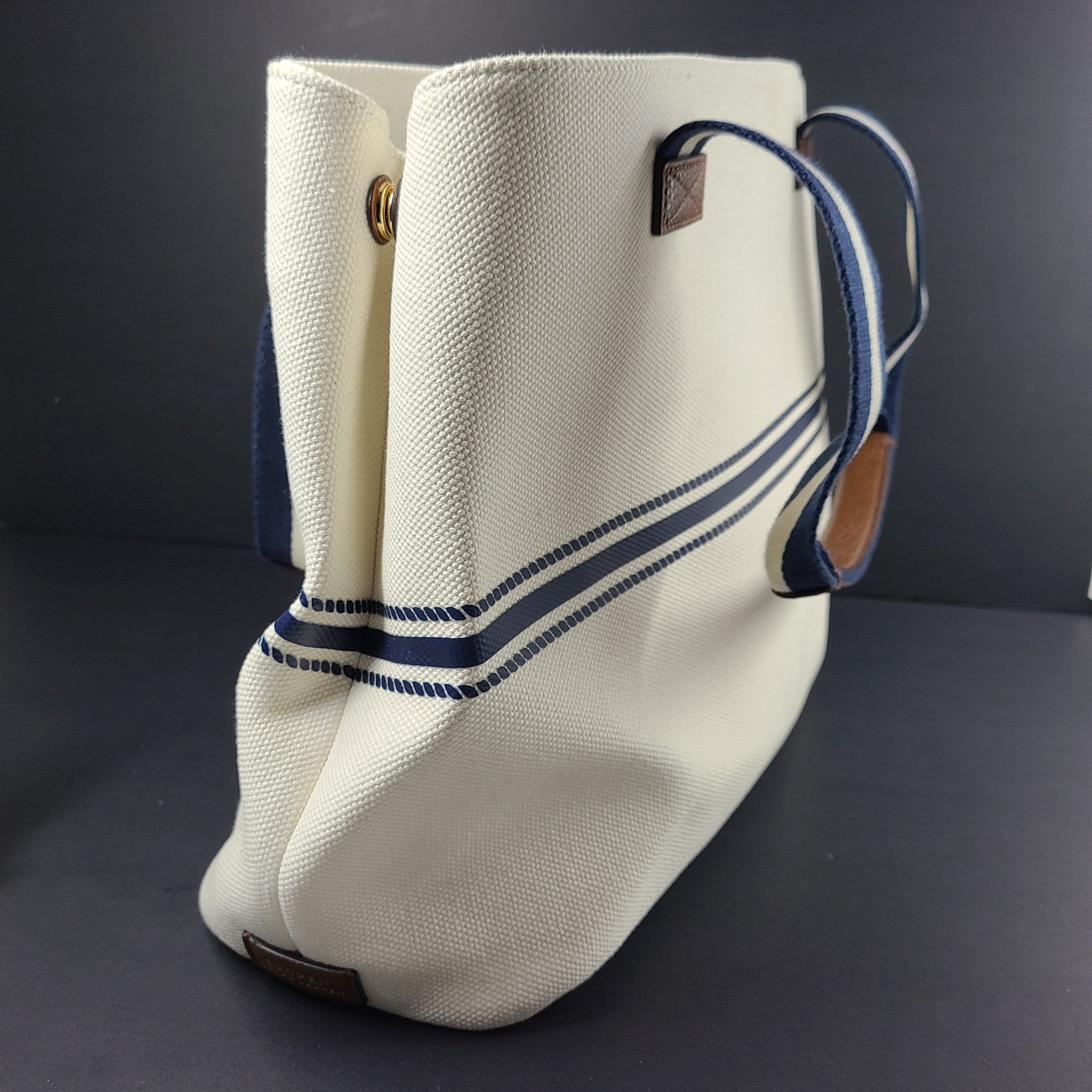 Ralph Lauren Anchor Huntley Market Tote Shopping Bag Handbag Shopper White NEW