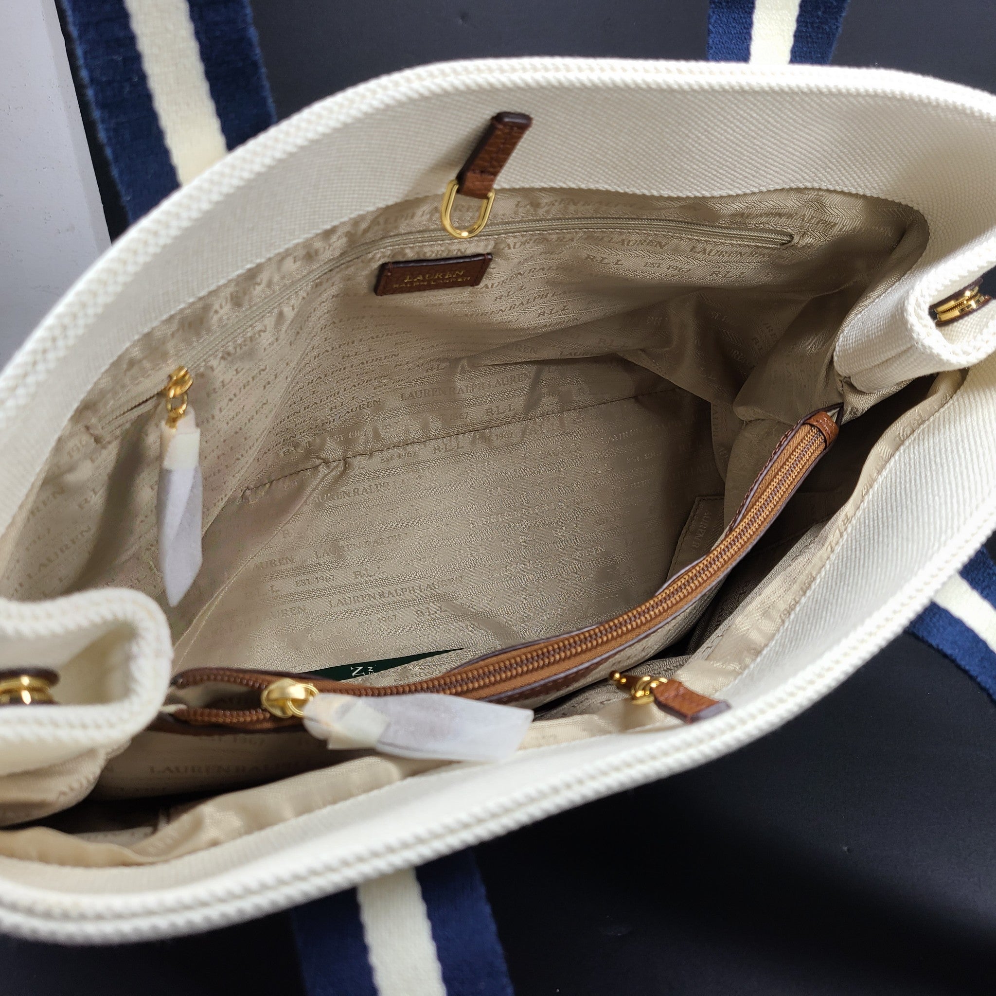 Ralph Lauren Anchor Huntley Market Tote Shopping Bag Handbag Shopper White NEW