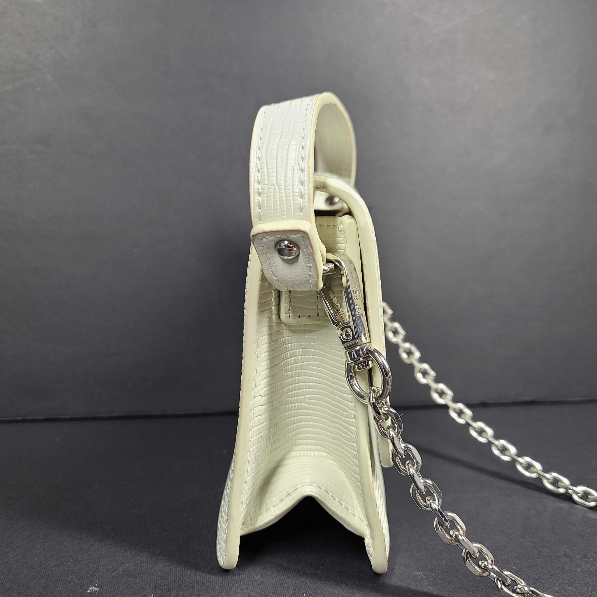 JW PEI Vegan Leather Crossbody Small Bag Detachable Chain Strap Croc White