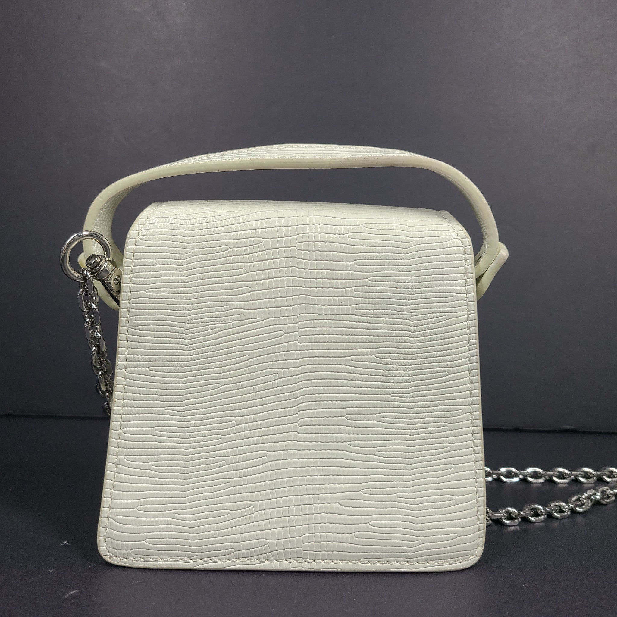 JW PEI Vegan Leather Crossbody Small Bag Detachable Chain Strap Croc White