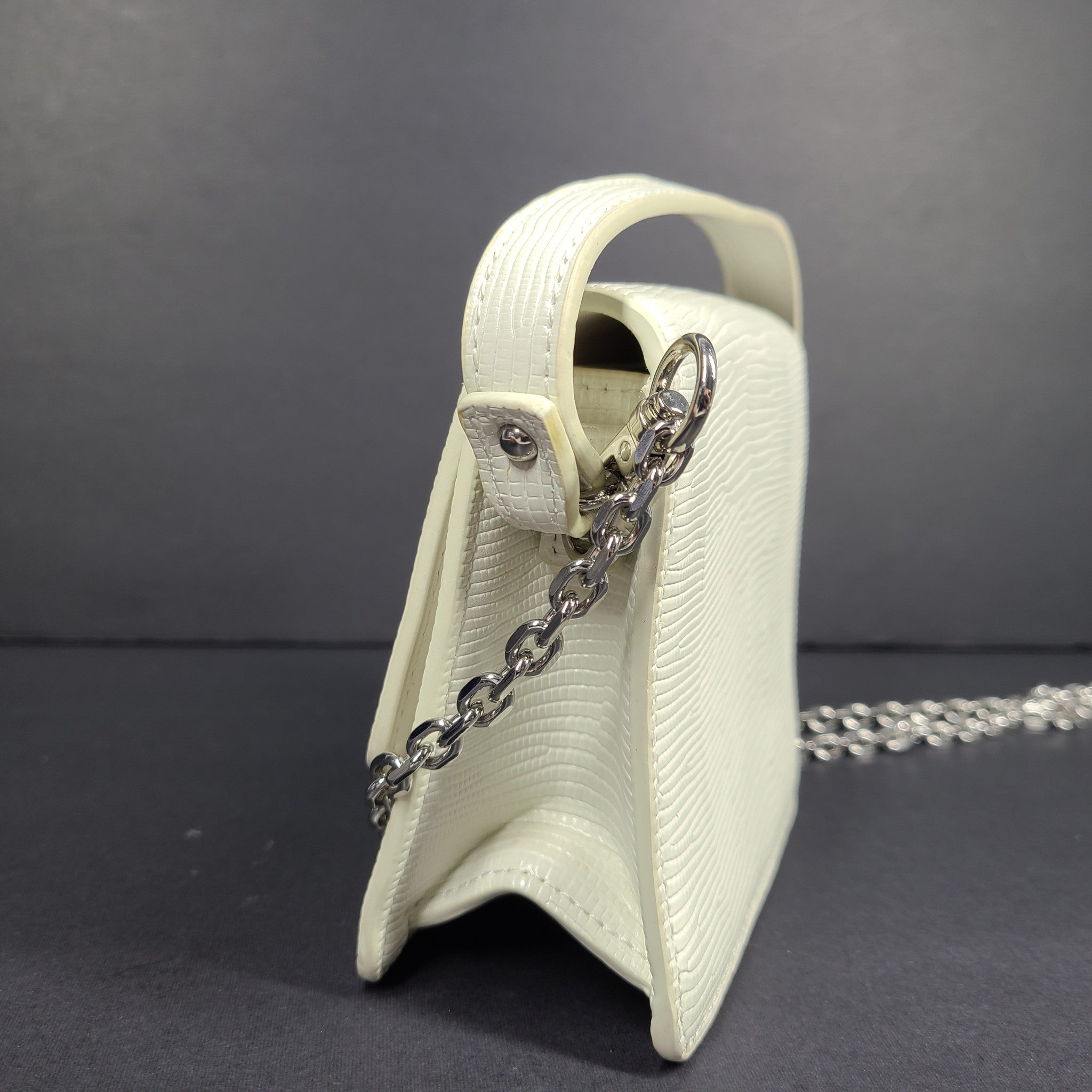 JW PEI Vegan Leather Crossbody Small Bag Detachable Chain Strap Croc White