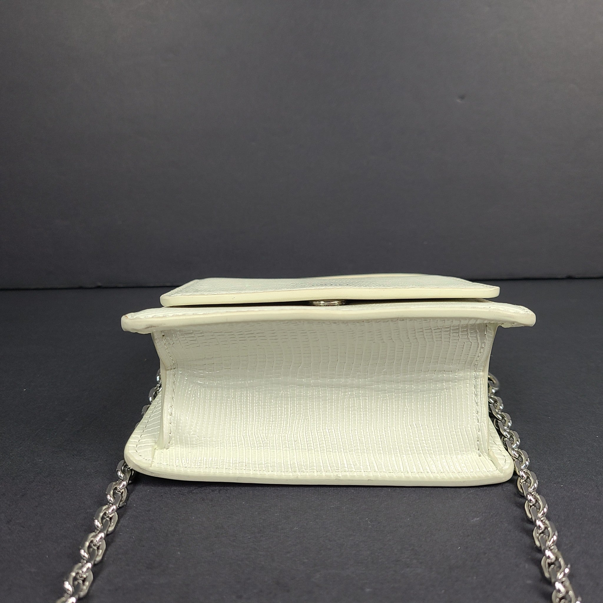 JW PEI Vegan Leather Crossbody Small Bag Detachable Chain Strap Croc White