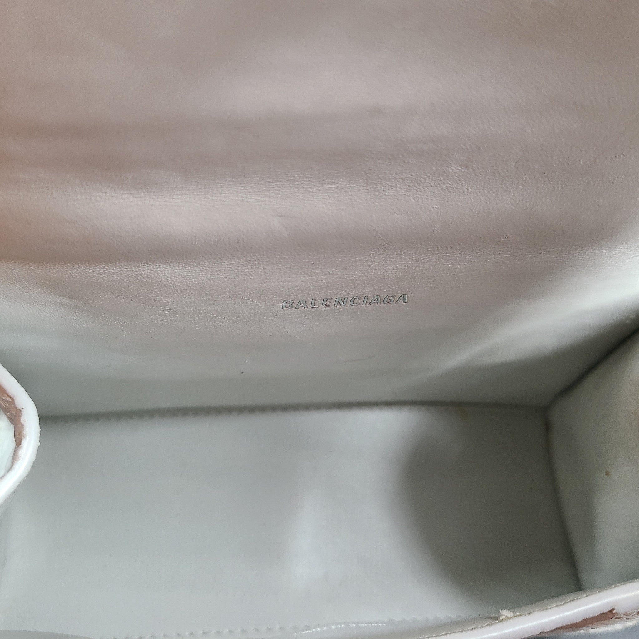 Balenciaga Hourglass Xs Handbag Crocodile Embossed Calfskin in White