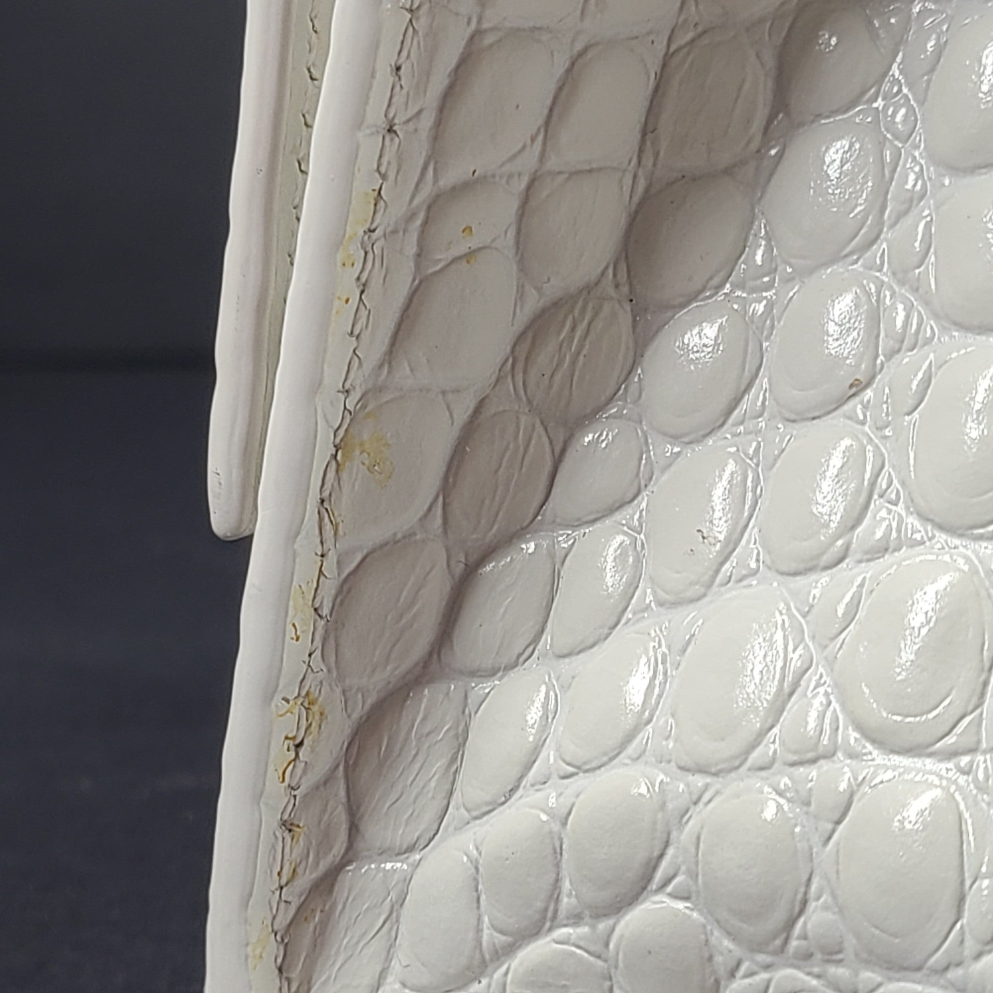Balenciaga Hourglass Xs Handbag Crocodile Embossed Calfskin in White