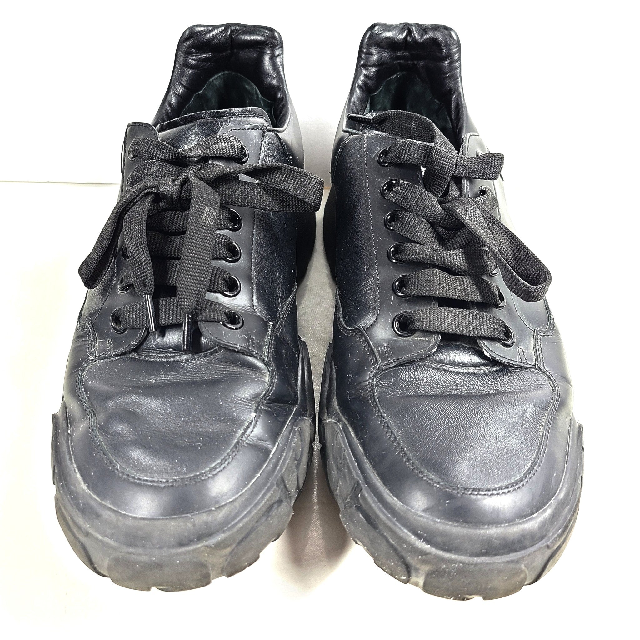 Alexander McQueen Men's Oversized Court Trainer 'Triple Black' Sneakers Sz 12/45