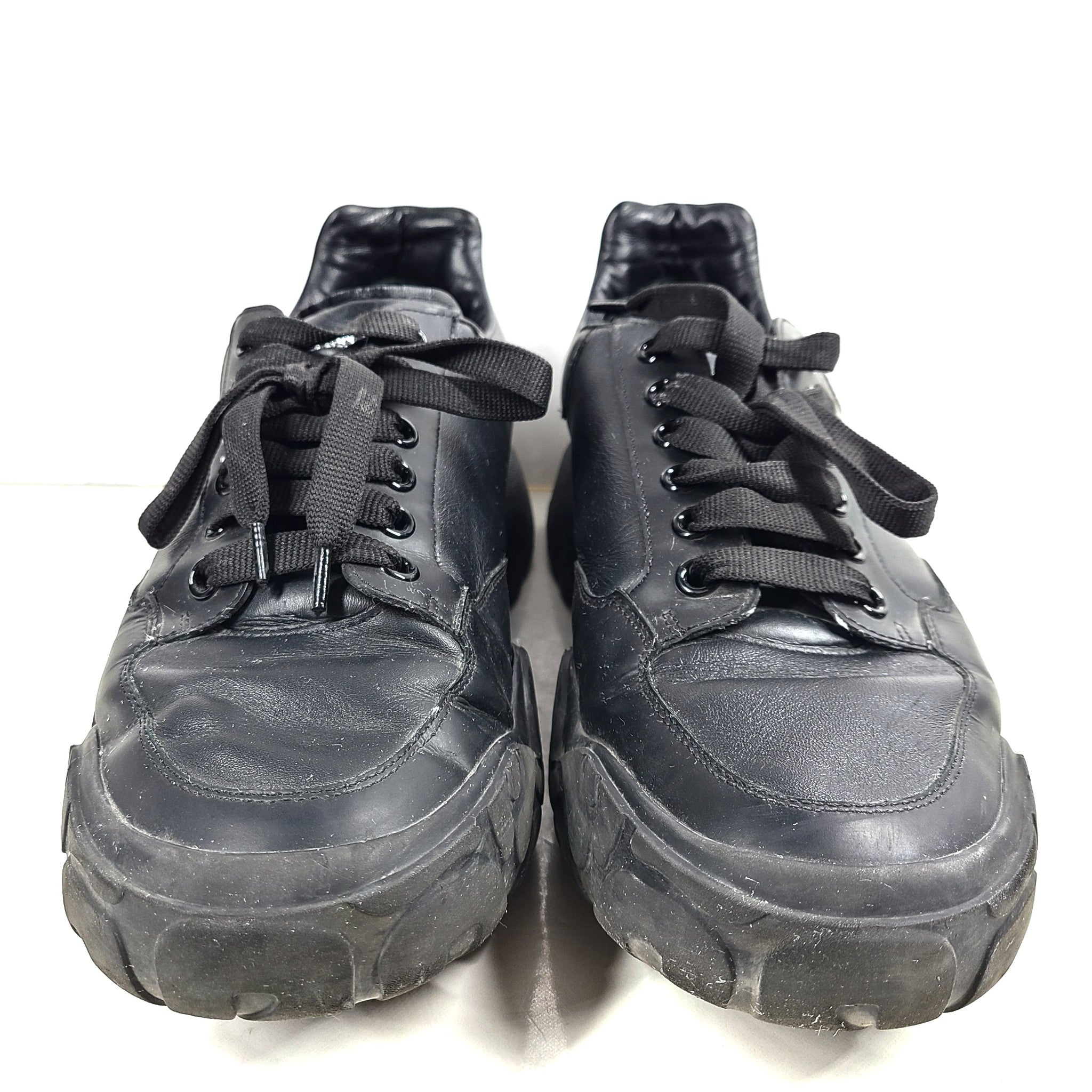 Alexander McQueen Men's Oversized Court Trainer 'Triple Black' Sneakers Sz 12/45