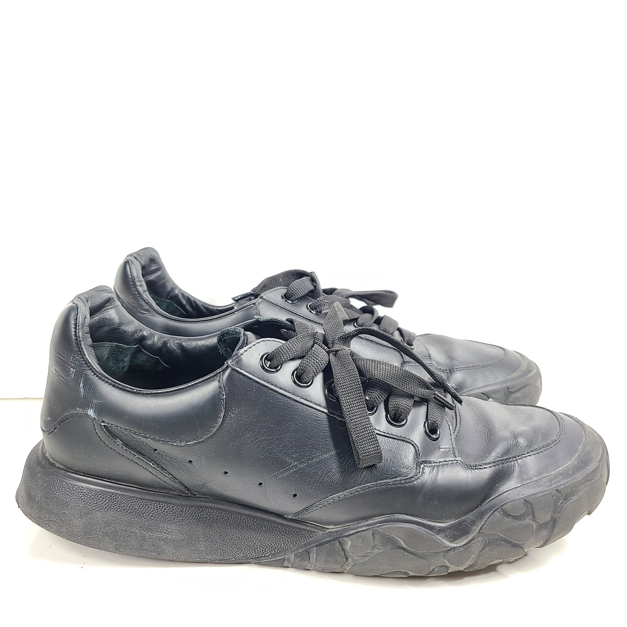 Alexander McQueen Men's Oversized Court Trainer 'Triple Black' Sneakers Sz 12/45