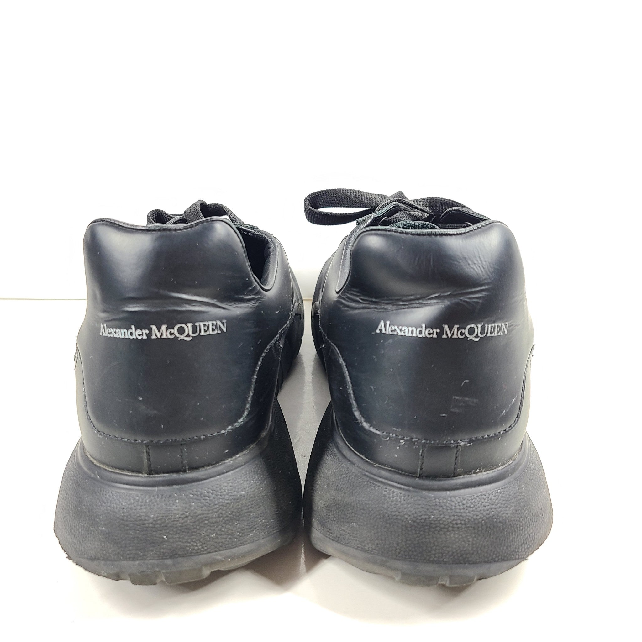 Alexander McQueen Men's Oversized Court Trainer 'Triple Black' Sneakers Sz 12/45