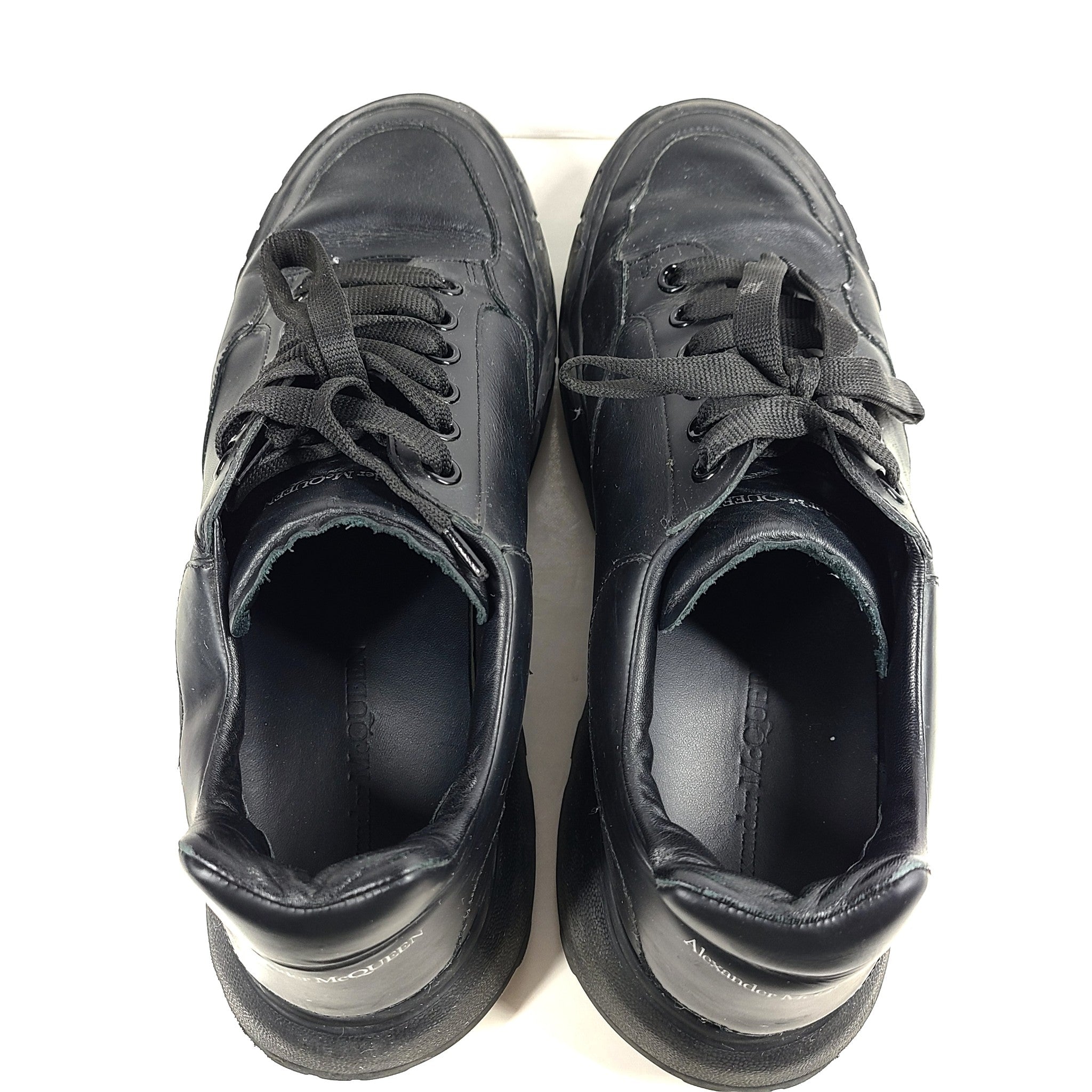Alexander McQueen Men's Oversized Court Trainer 'Triple Black' Sneakers Sz 12/45