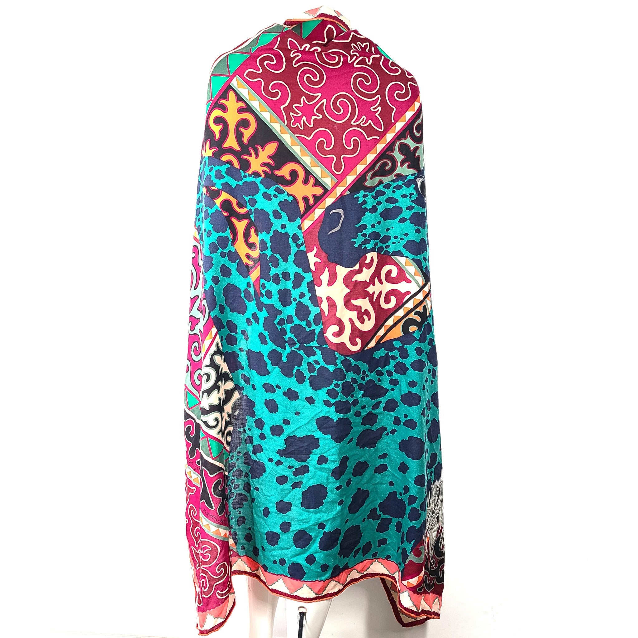 Hermes Scarf Appaloosa des Steppes Shawl Cashmere Silk Scarf Large