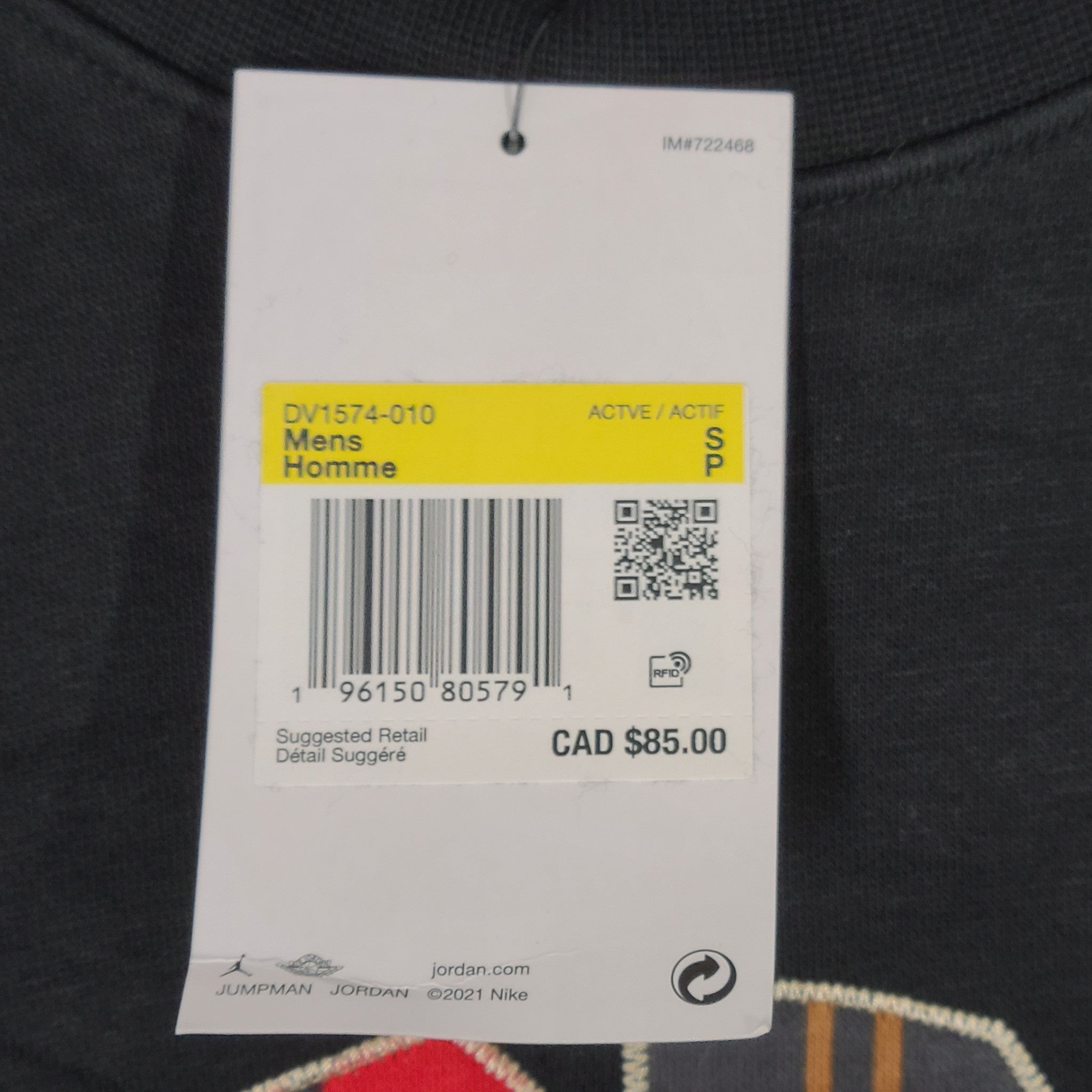 Nike Jordan Men's Essential Long Sleeve Sweatshirt Black/Tartan DV1574-010 Sz S